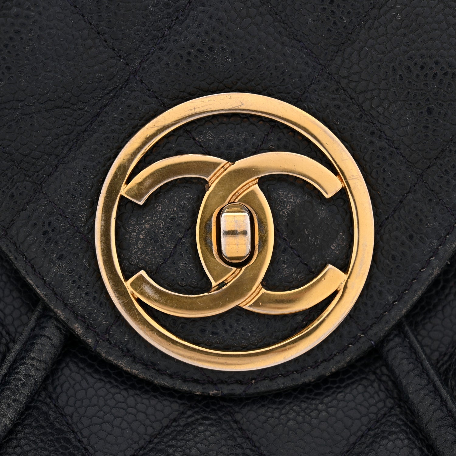 Caviar Quilted CC Drawstring Backpack Navy