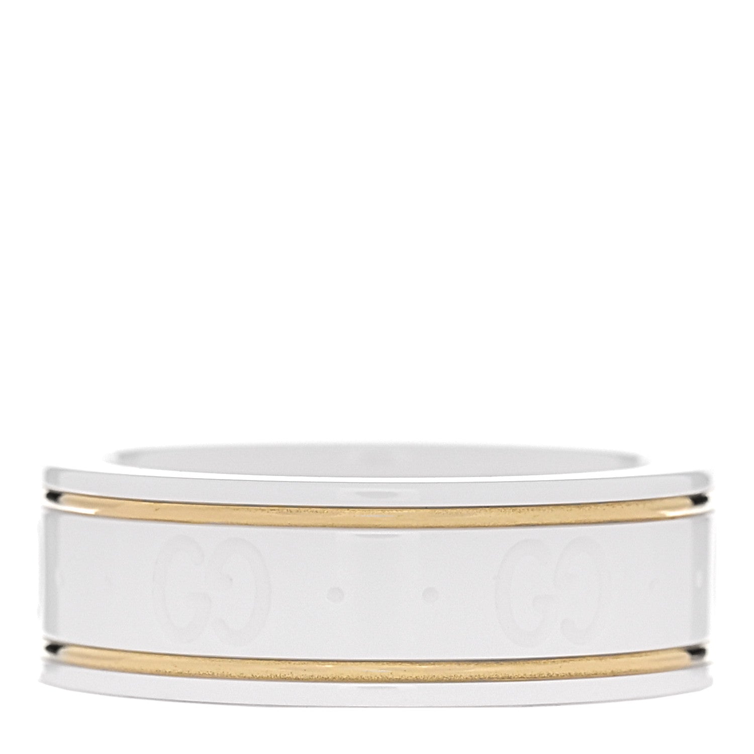 18K Yellow Gold Zirconia 7mm Icon Band Ring 53 6.5 White