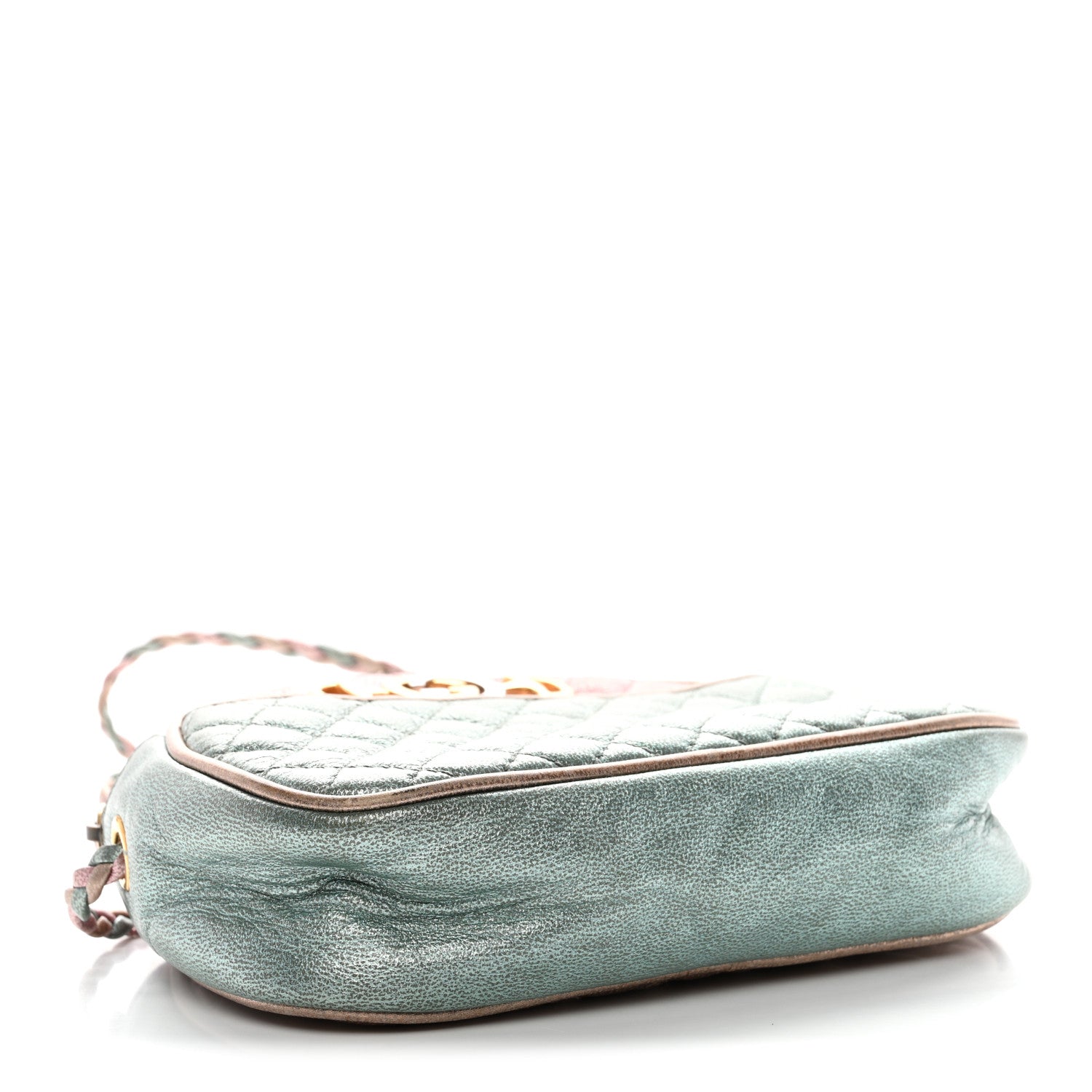 Laminated Nappa Trapuntata Mini Zumi Dome Shoulder Bag Rosa Lago Rame