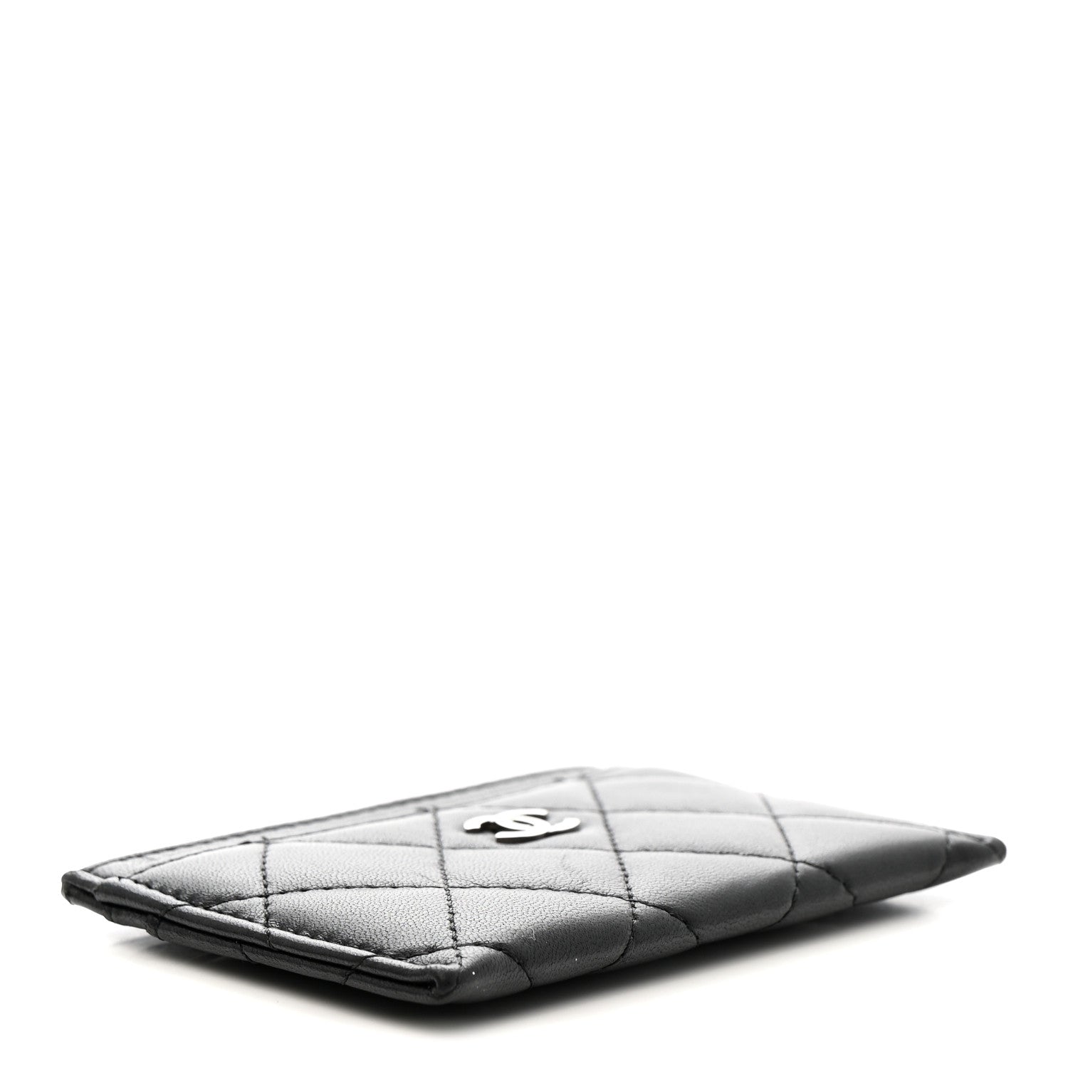 Lambskin Quilted Card Holder Black
