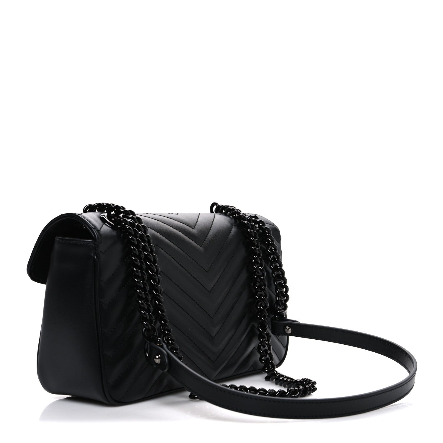 Calfskin Matelasse Monochrome Small GG Marmont Shoulder Bag Black
