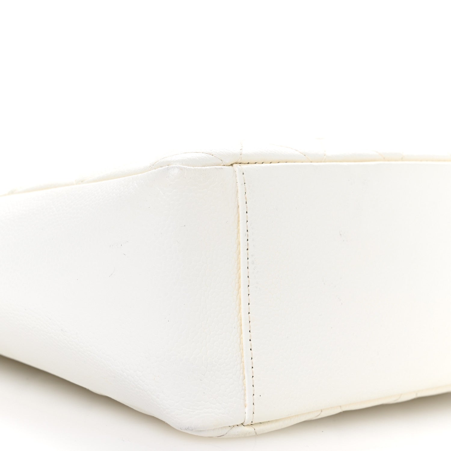 Caviar Quilted Petit Shopping Tote PST White