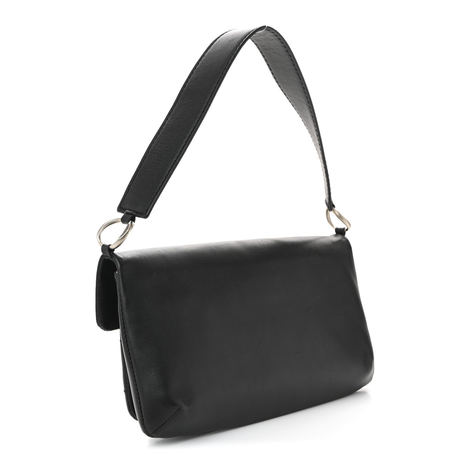 Calfskin Square Stitched Mademoiselle Shoulder Bag Black