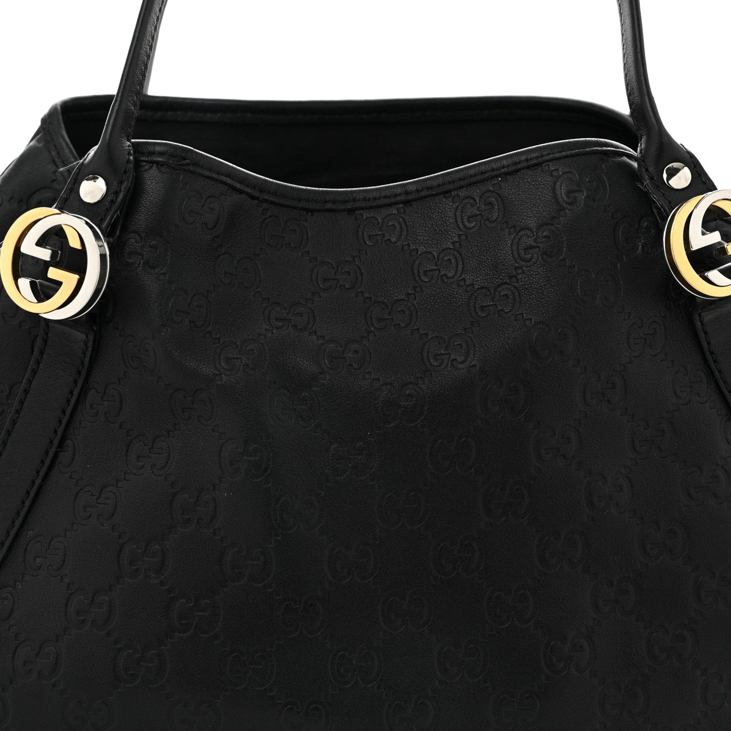 Guccissima Medium GG Twins Shoulder Bag Black