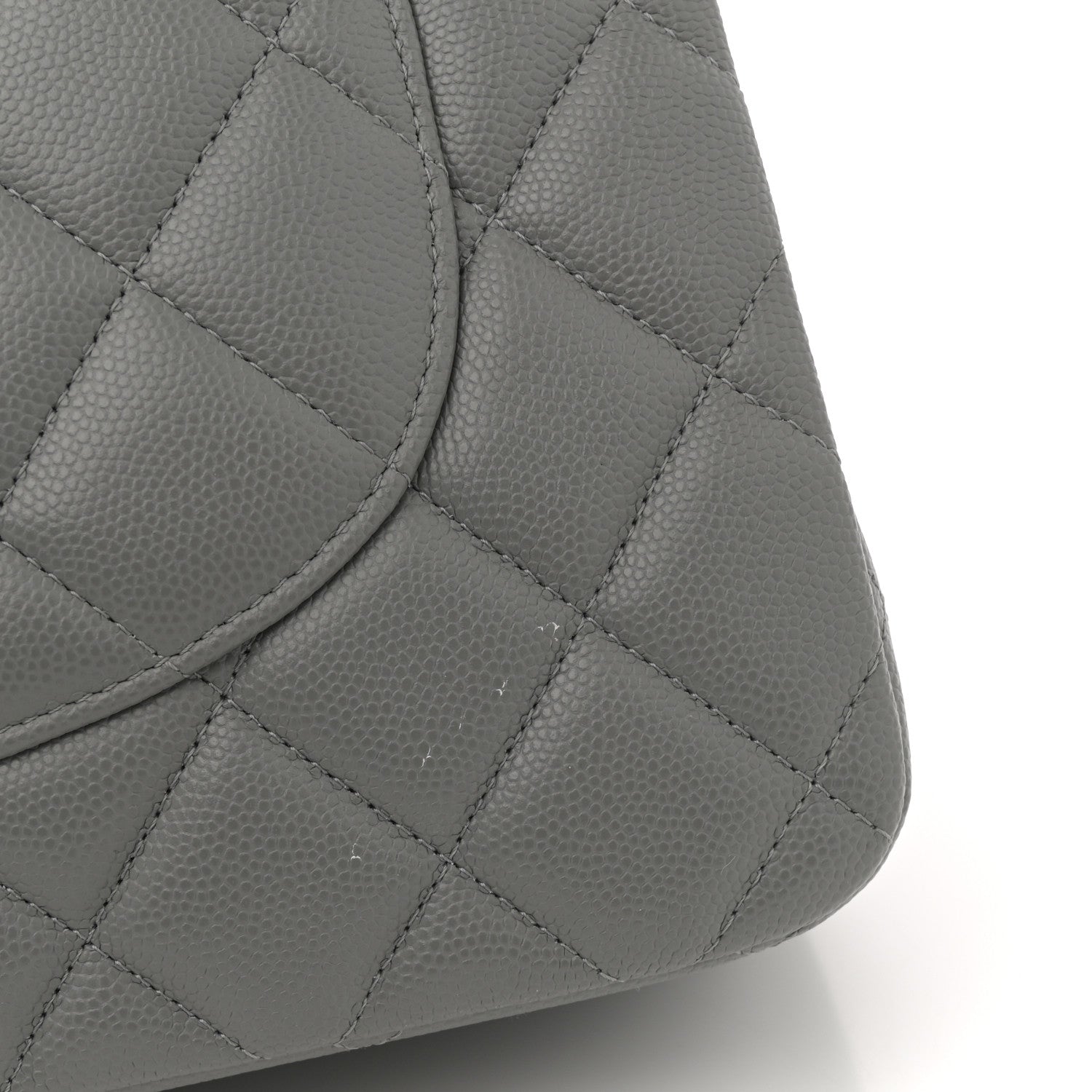 Caviar Quilted Jumbo Double Flap Grey