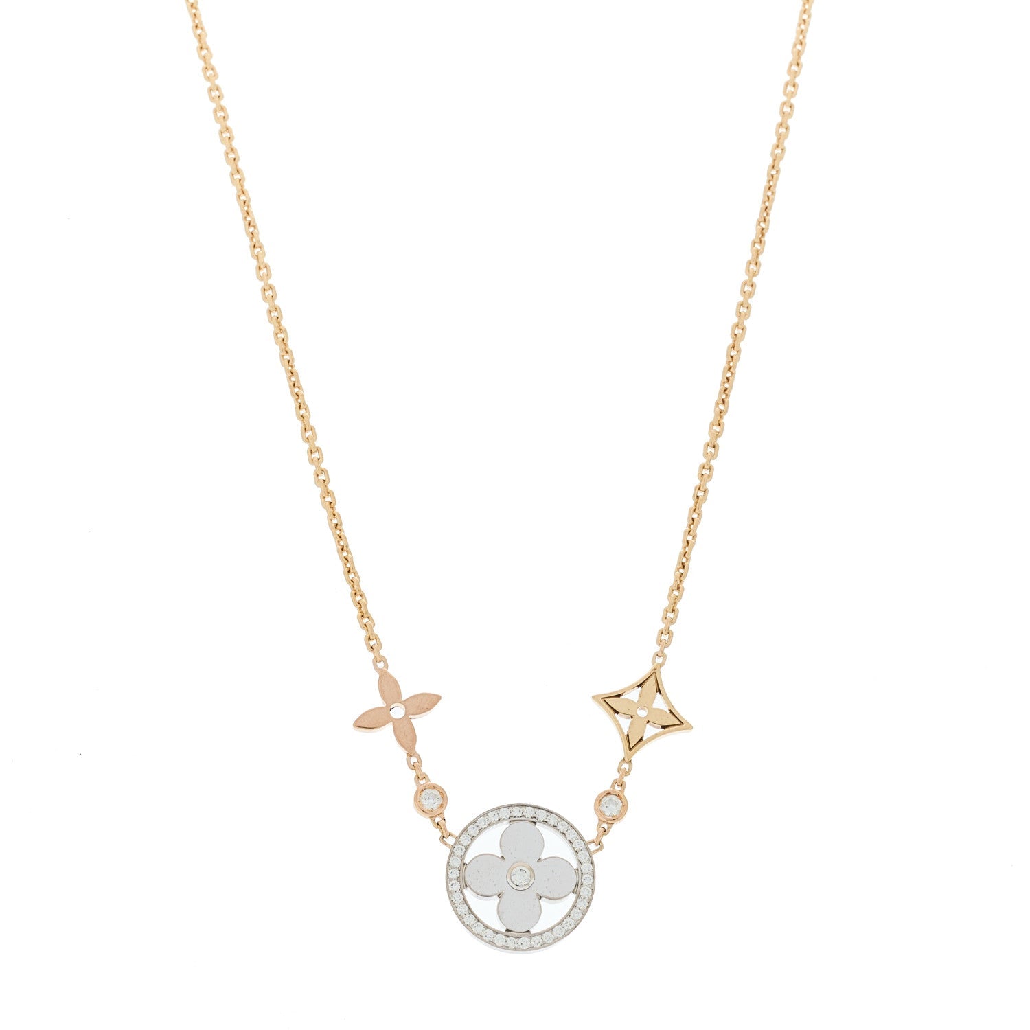 18K Yellow White Rose Gold Diamond Idylle Blossom XL Pendant Necklace