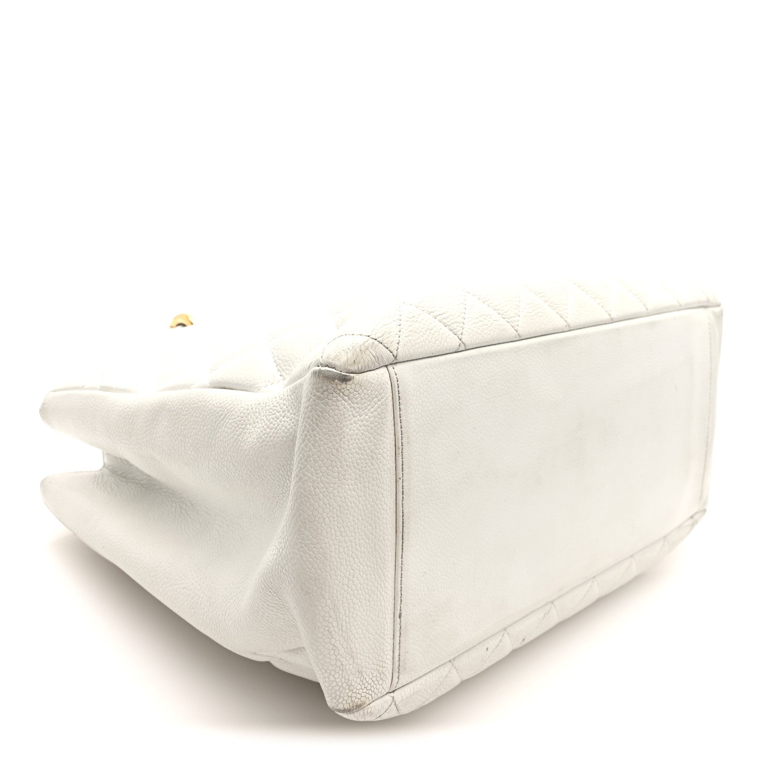 Caviar Quilted Grand Shopping Tote GST White