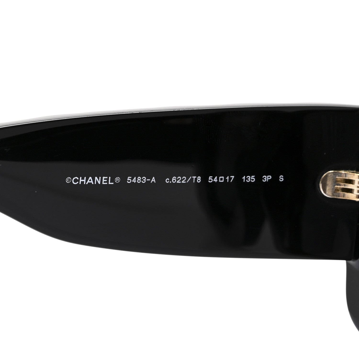 Acetate Quilted CC Rectangle Sunglasses 5483-A Black