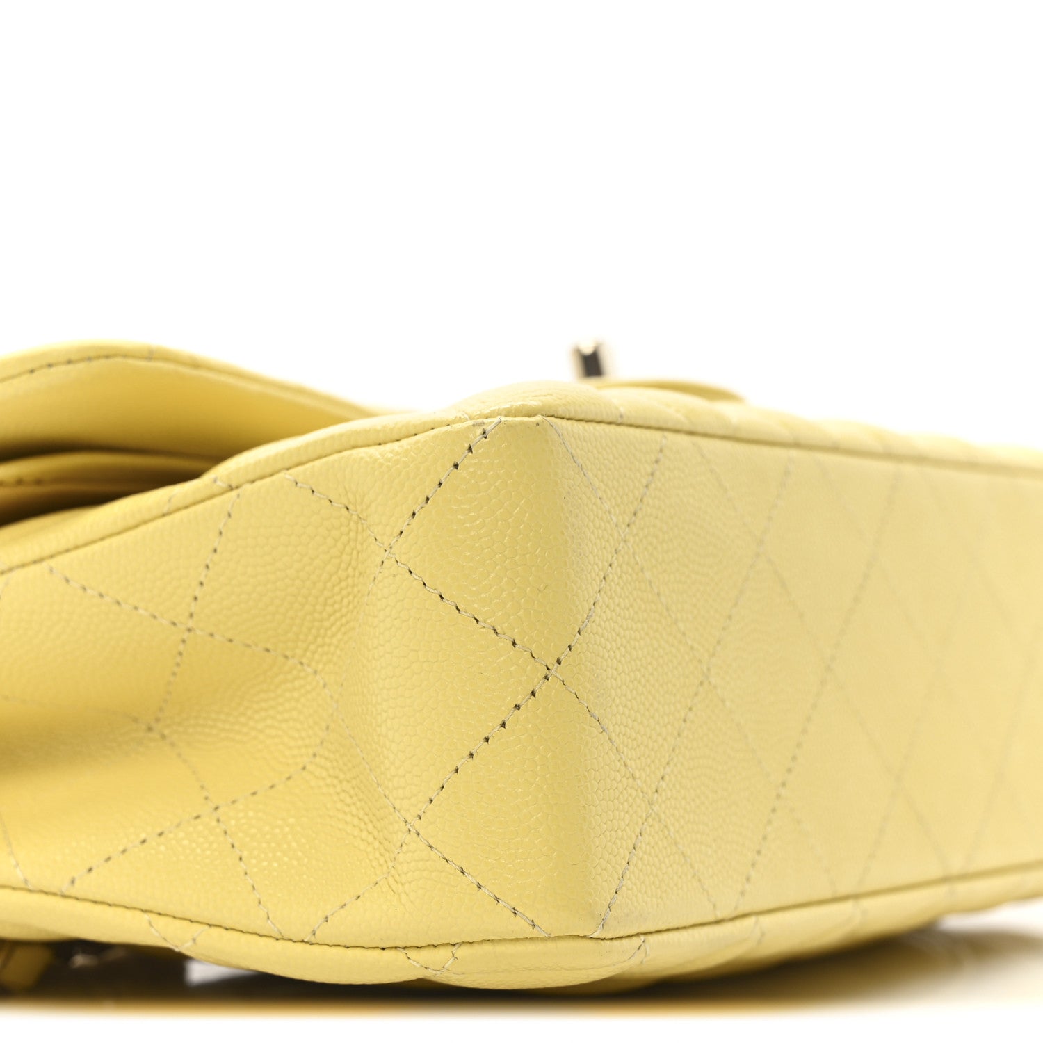 Caviar Quilted Small Double Flap Light Yellow