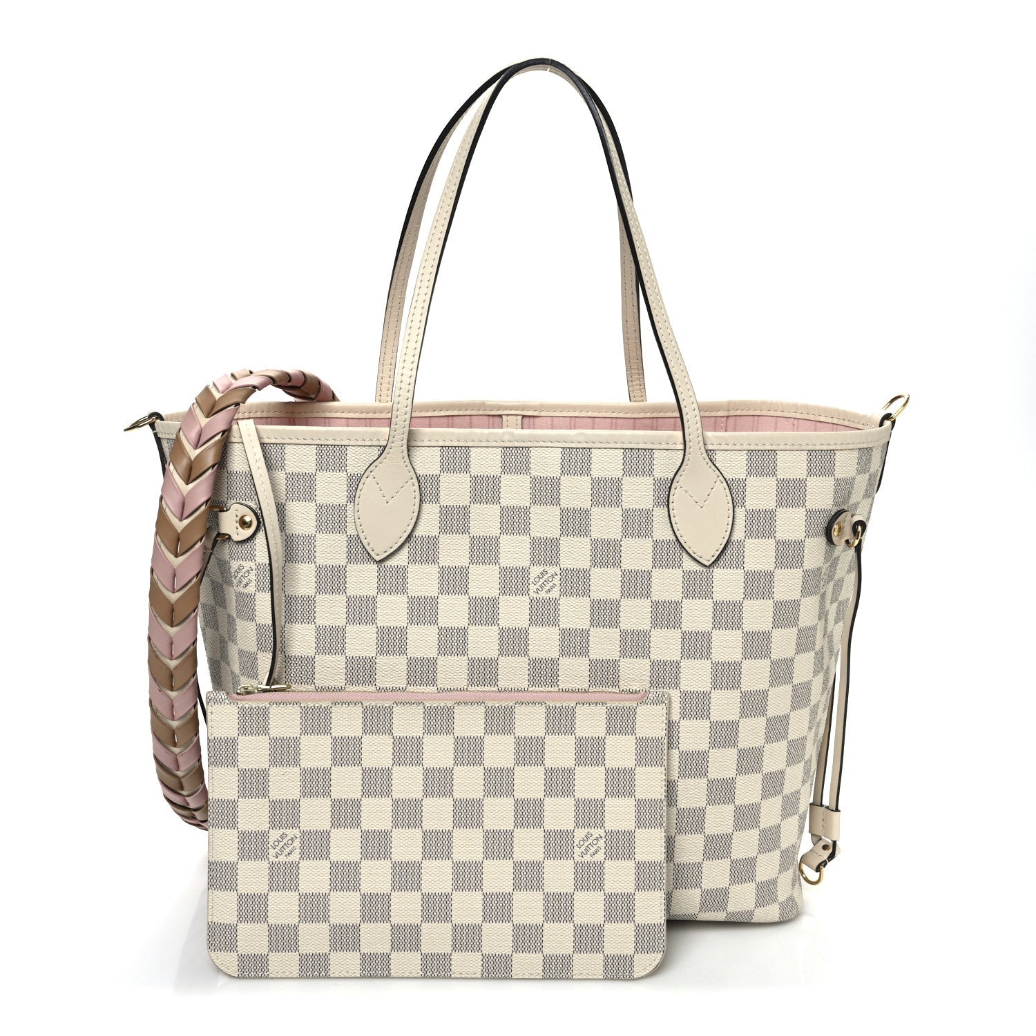 Damier Azur Braided Neverfull MM Pink