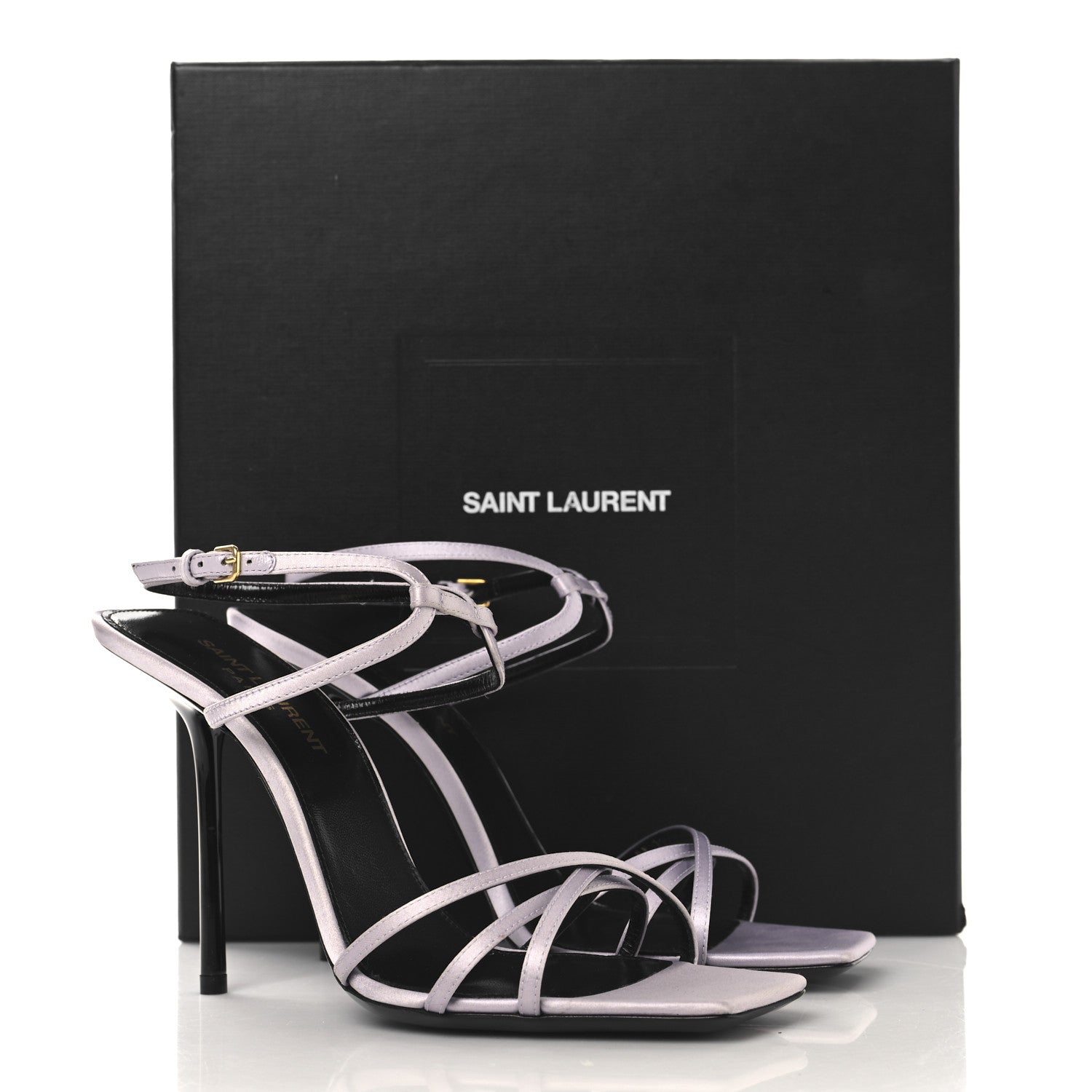 Crepe Satin Baliqua 105 Ankle Strap Sandals 37.5 Poly Grey