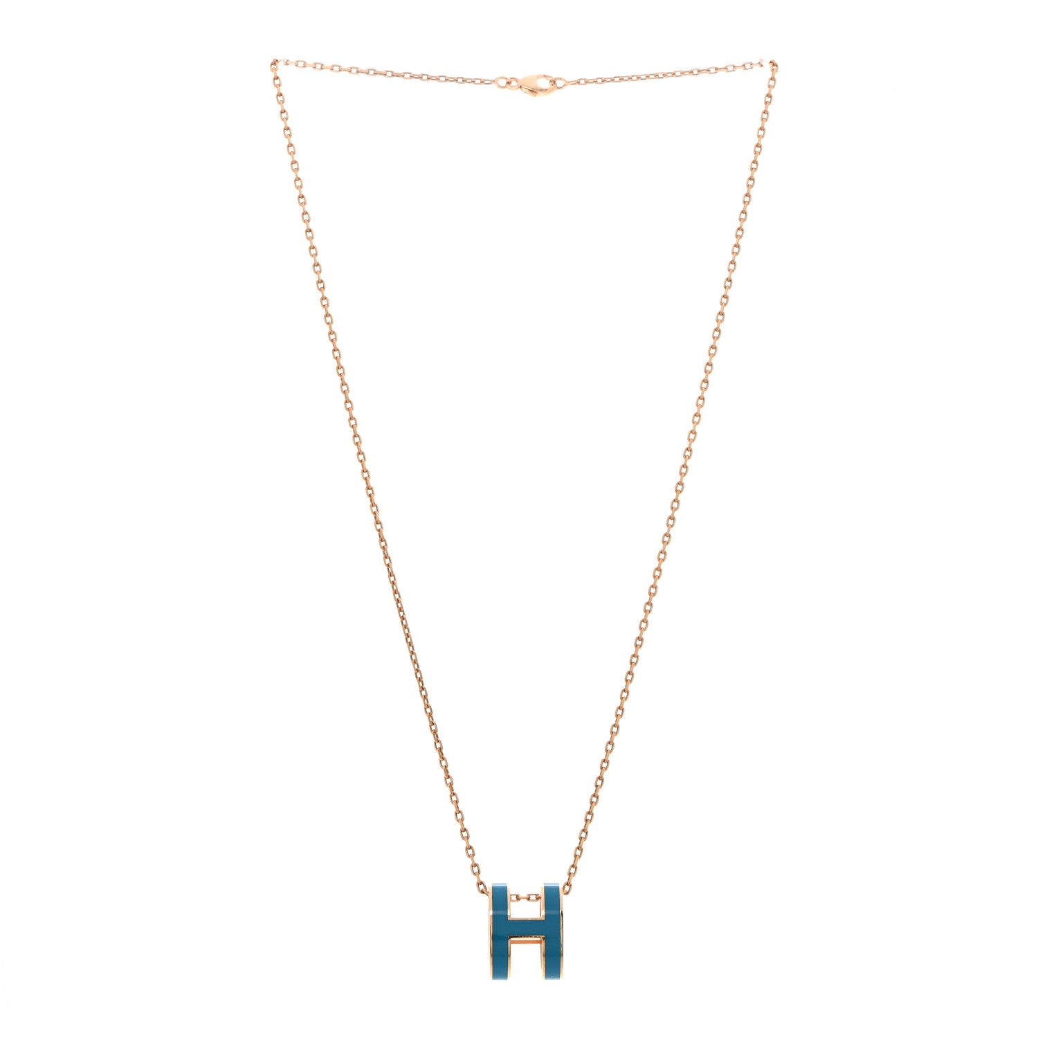 Lacquered Gold Pop H Pendant Necklace Turquoise