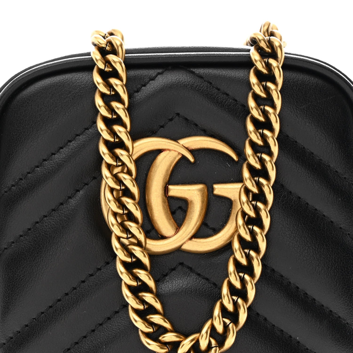 Calfskin Matelasse Mini GG Marmont Crossbody Bag Black