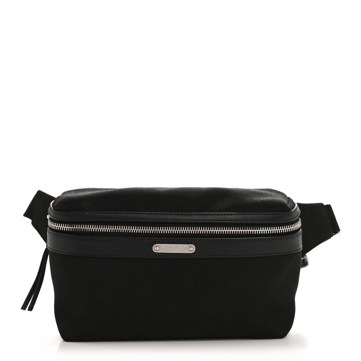 Canvas Calfskin City Belt Bag Black