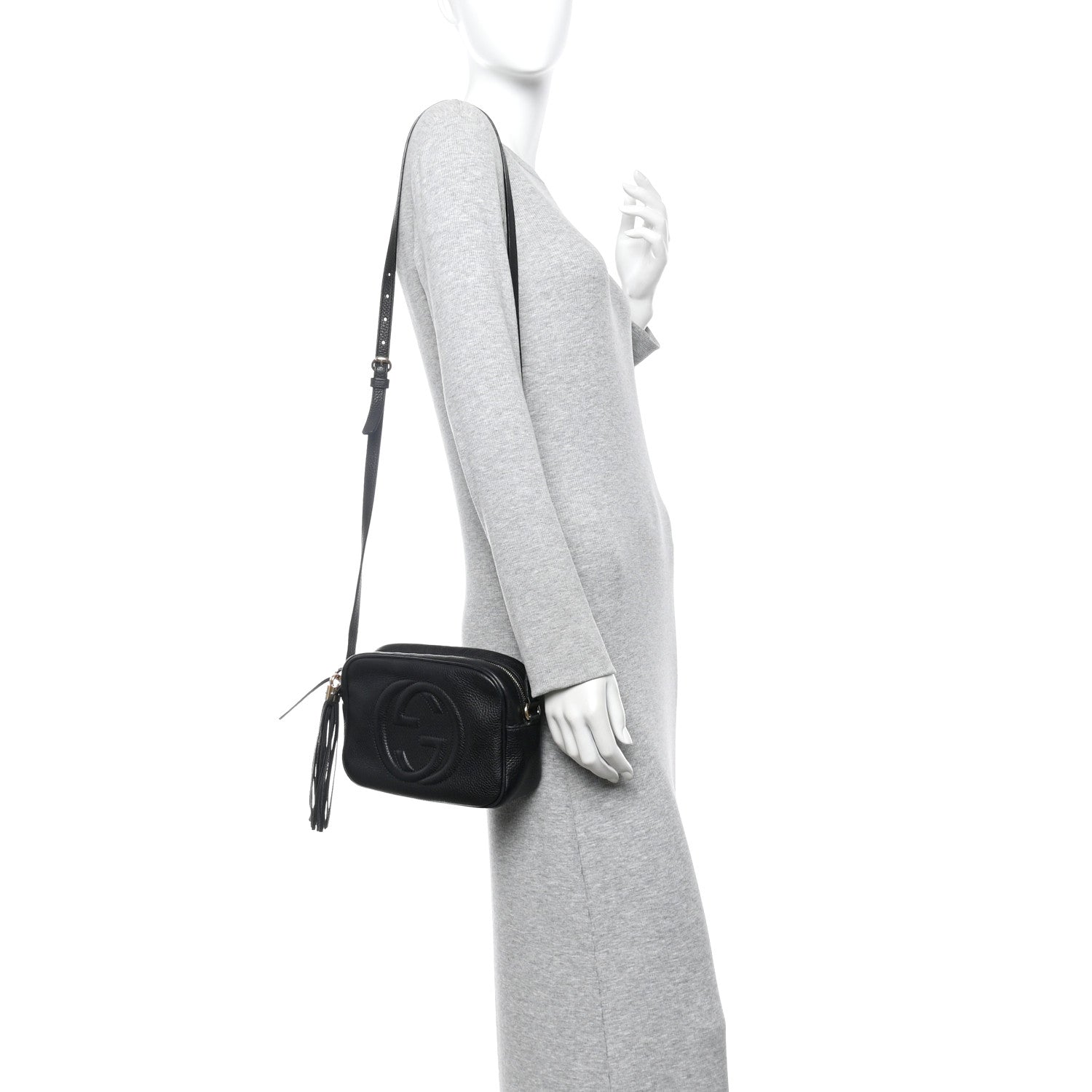 Pebbled Calfskin Small Soho Disco Bag Black