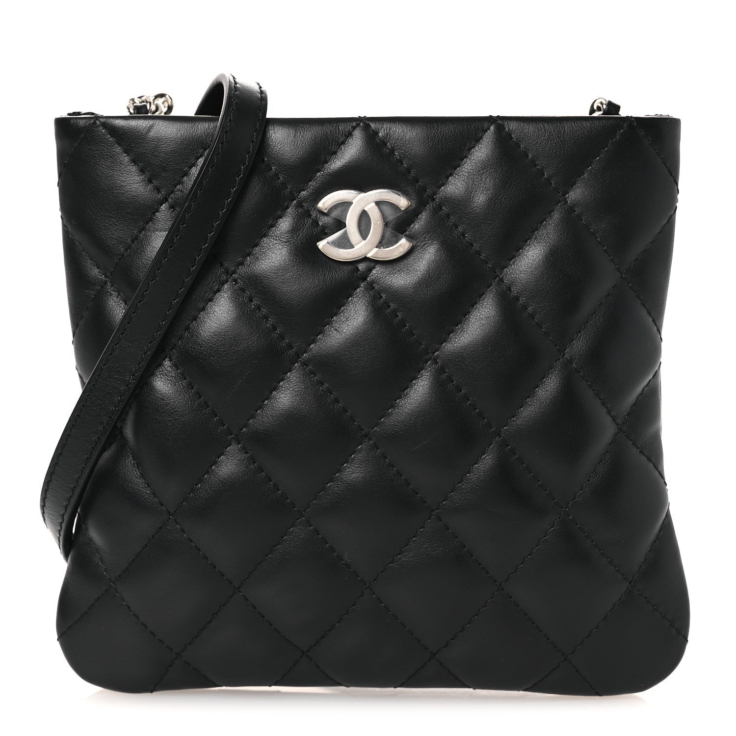 Lambskin Quilted Uniform Crossbody Bag Black