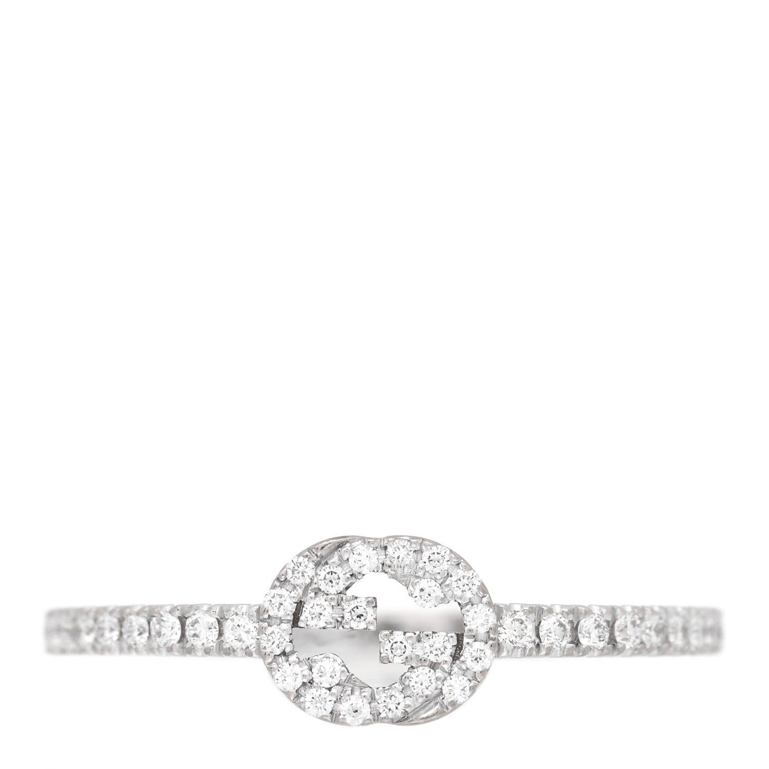 18K White Gold Diamond Interlocking G Ring  53 6.5
