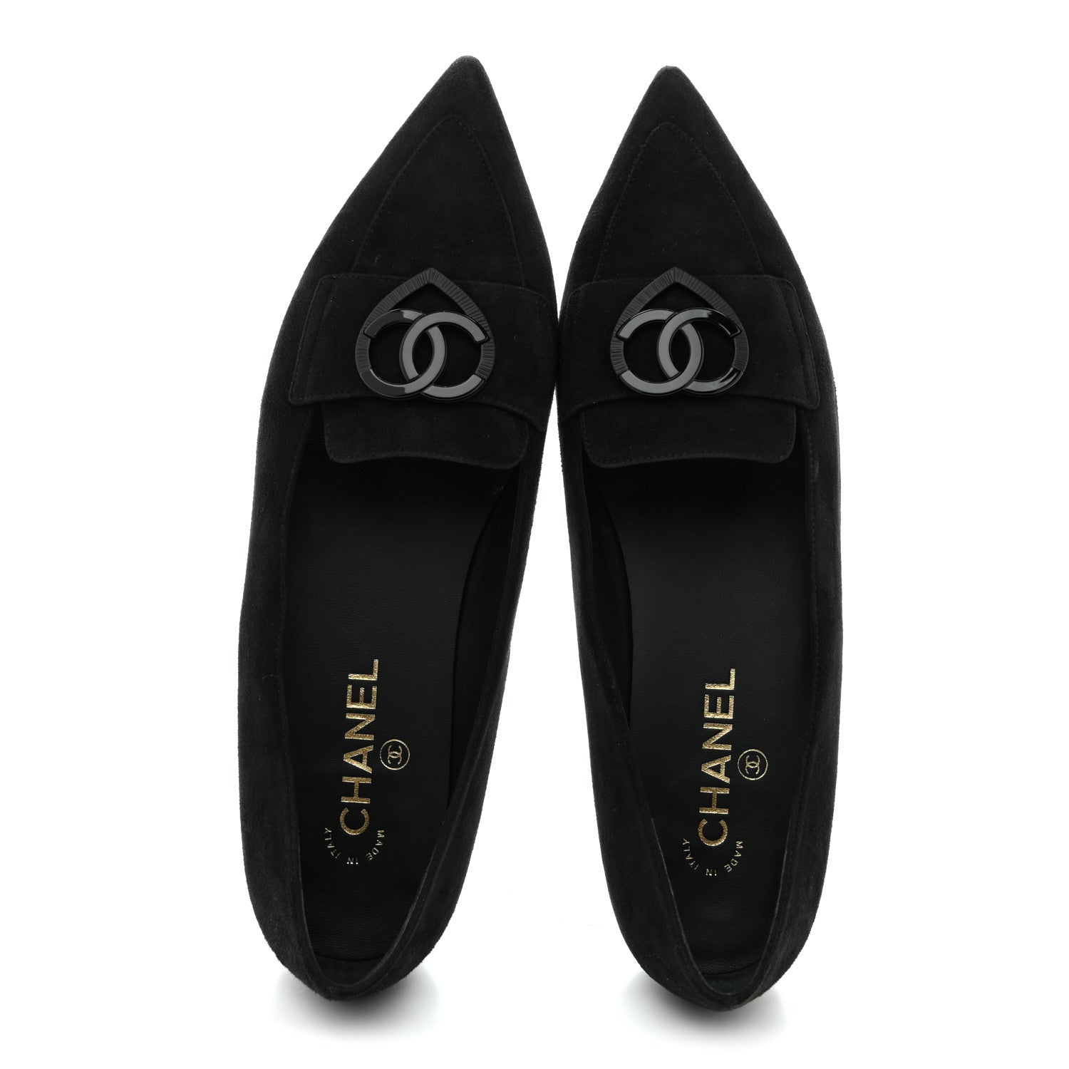 Suede Heart CC Loafers 40.5 Black