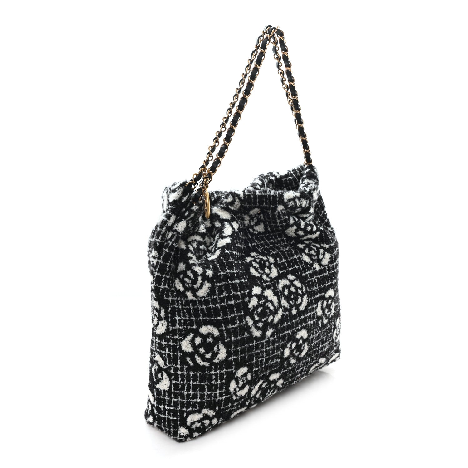 Cashmere Quilted Camellia Chanel 22 Black White