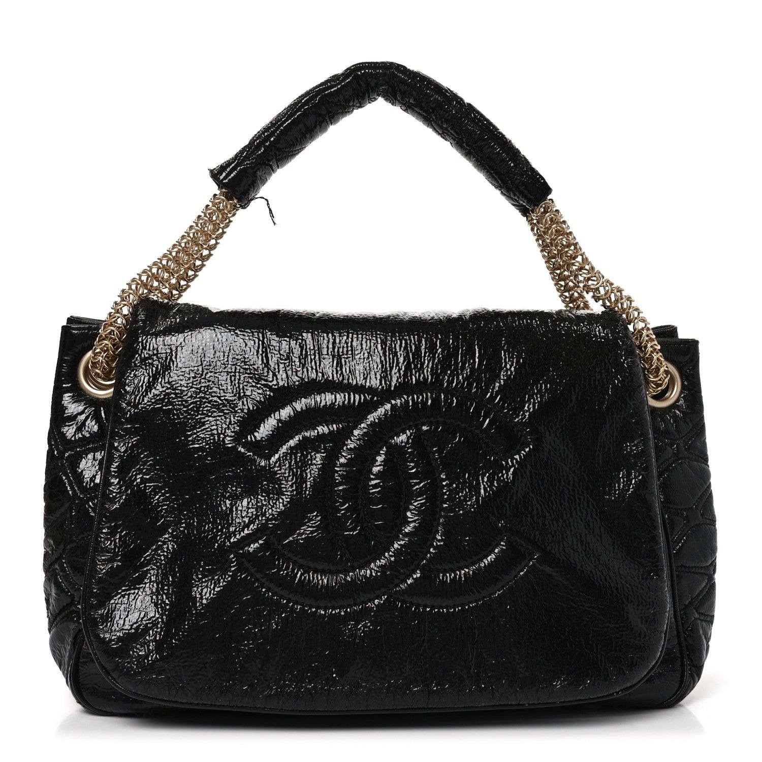 Vinyl Rodeo Accordion Flap Bag Black