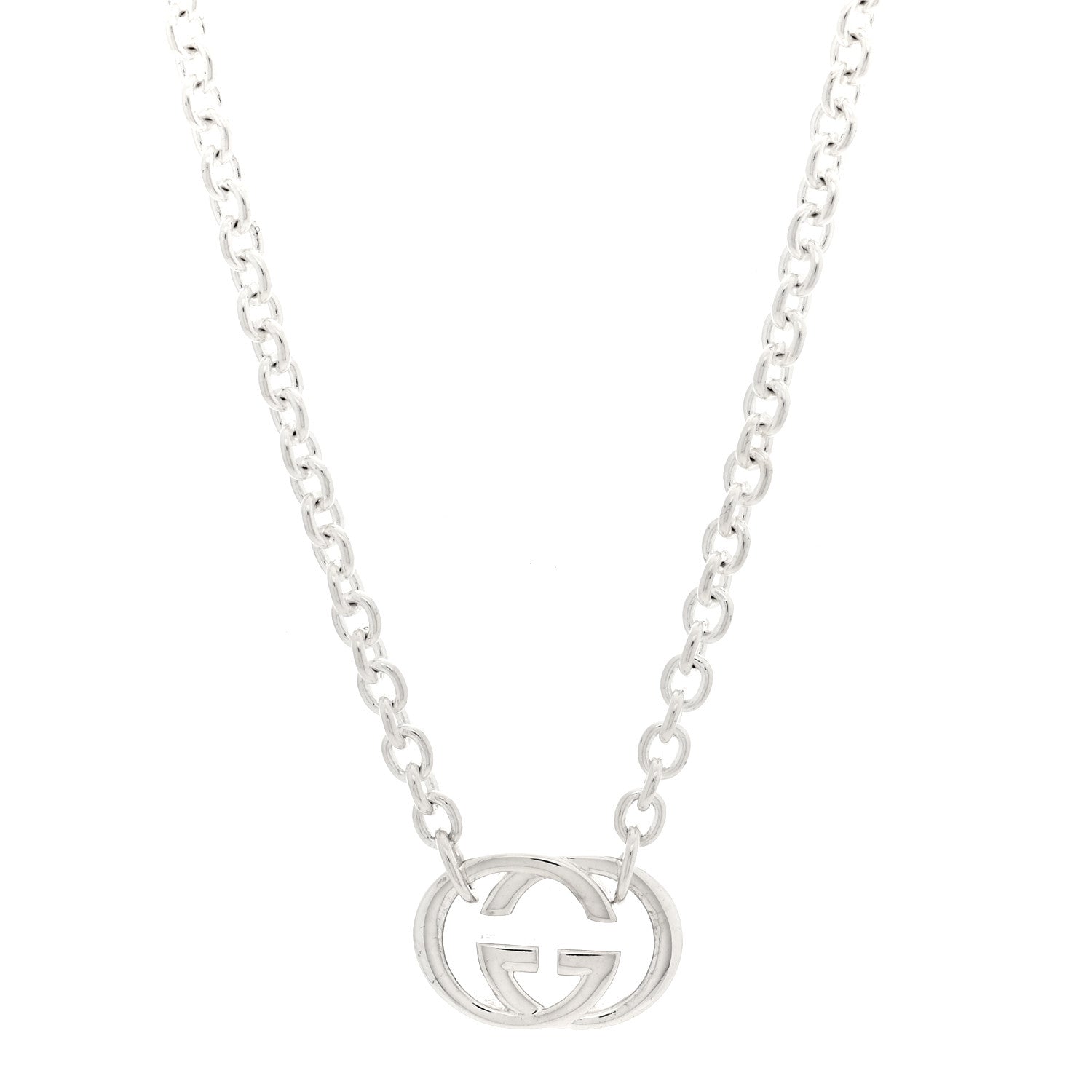 Sterling Silver Britt Interlocking GG Pendant Necklace