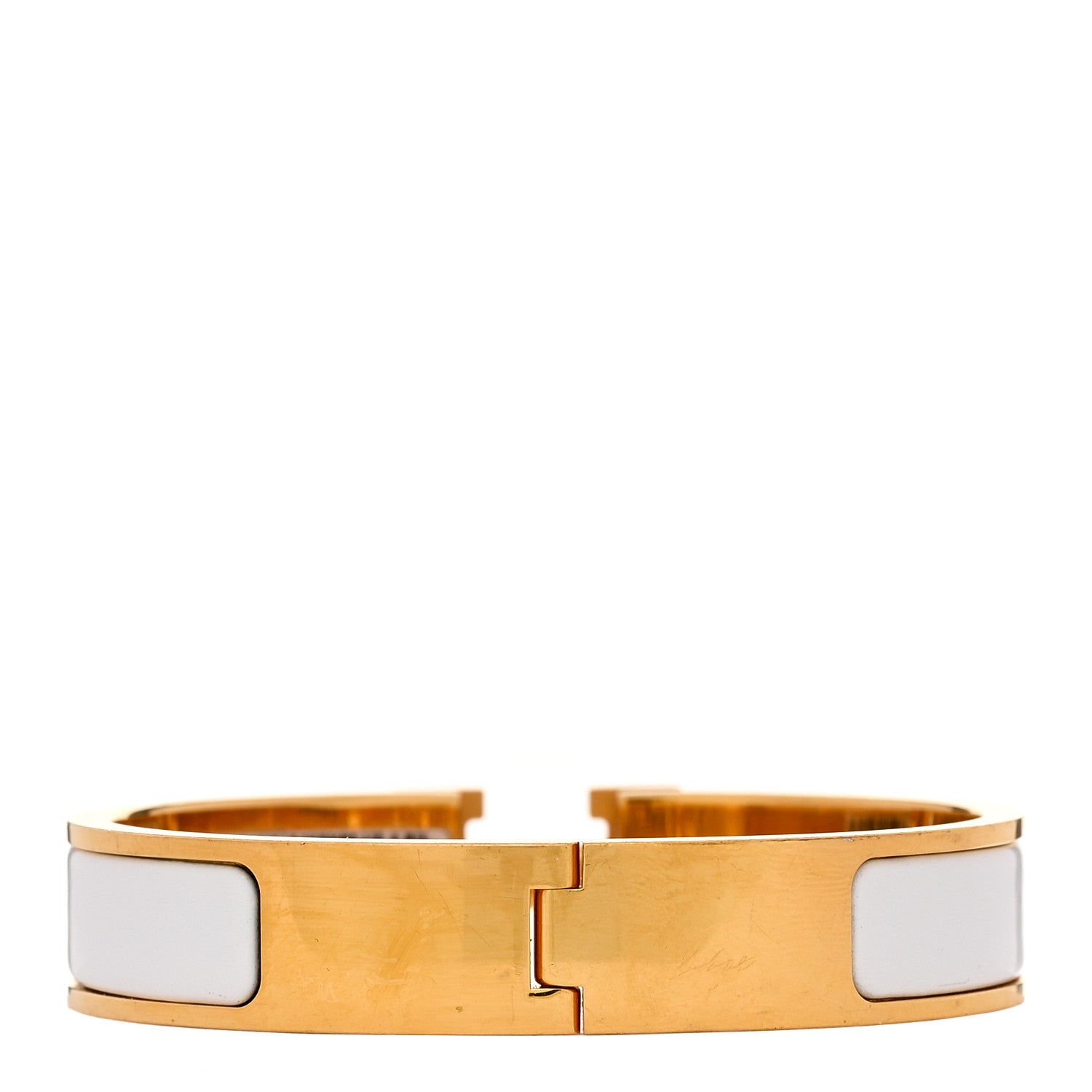 Enamel Narrow Clic Clac H Bracelet PM White