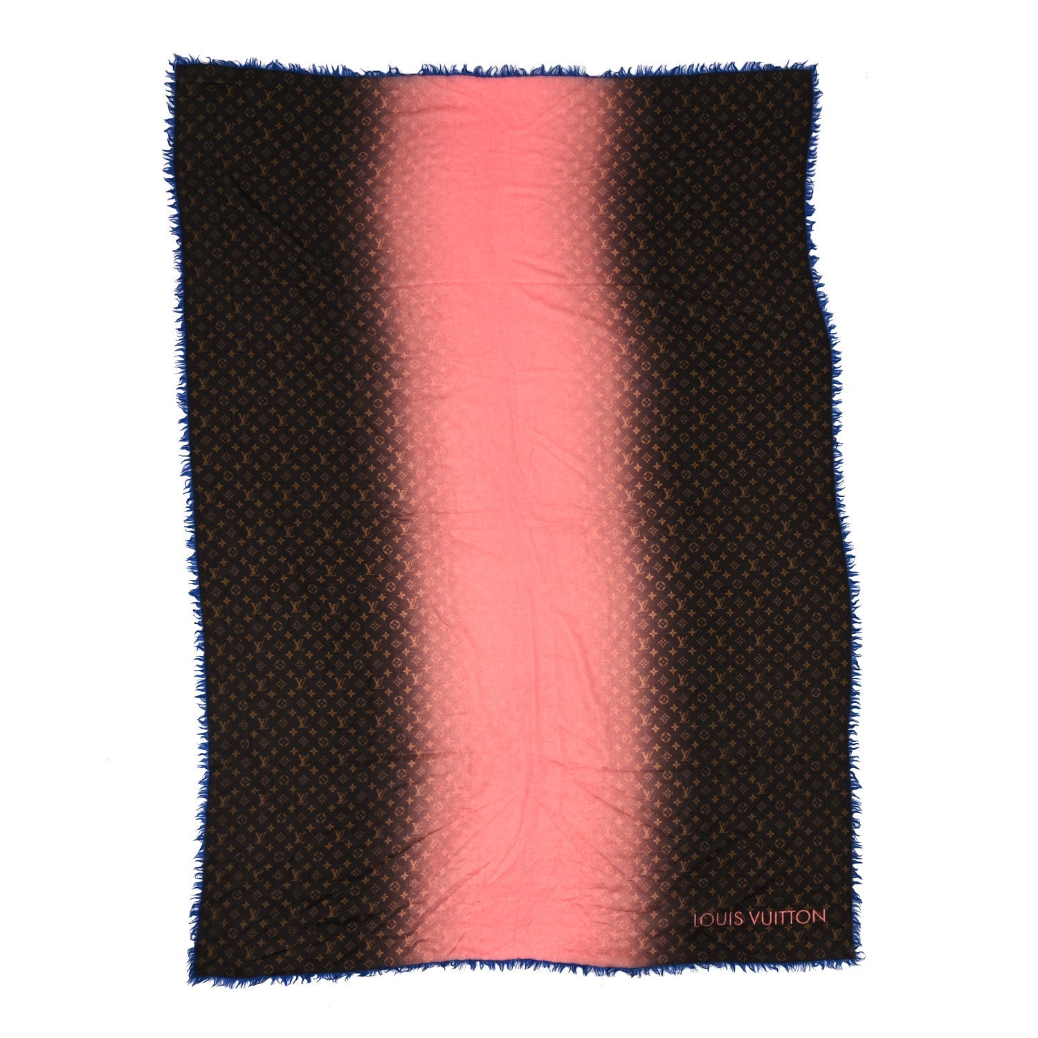 Wool Monogram Telling Stole Rose Corail