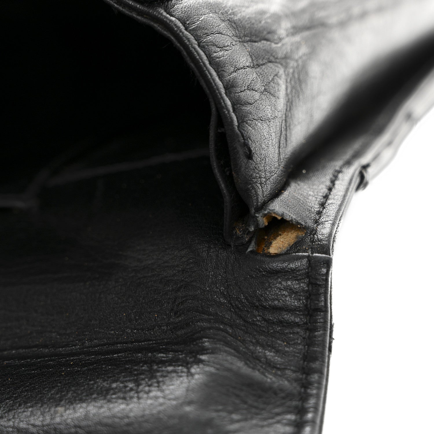 Lambskin Stitched Briefcase Bag Black