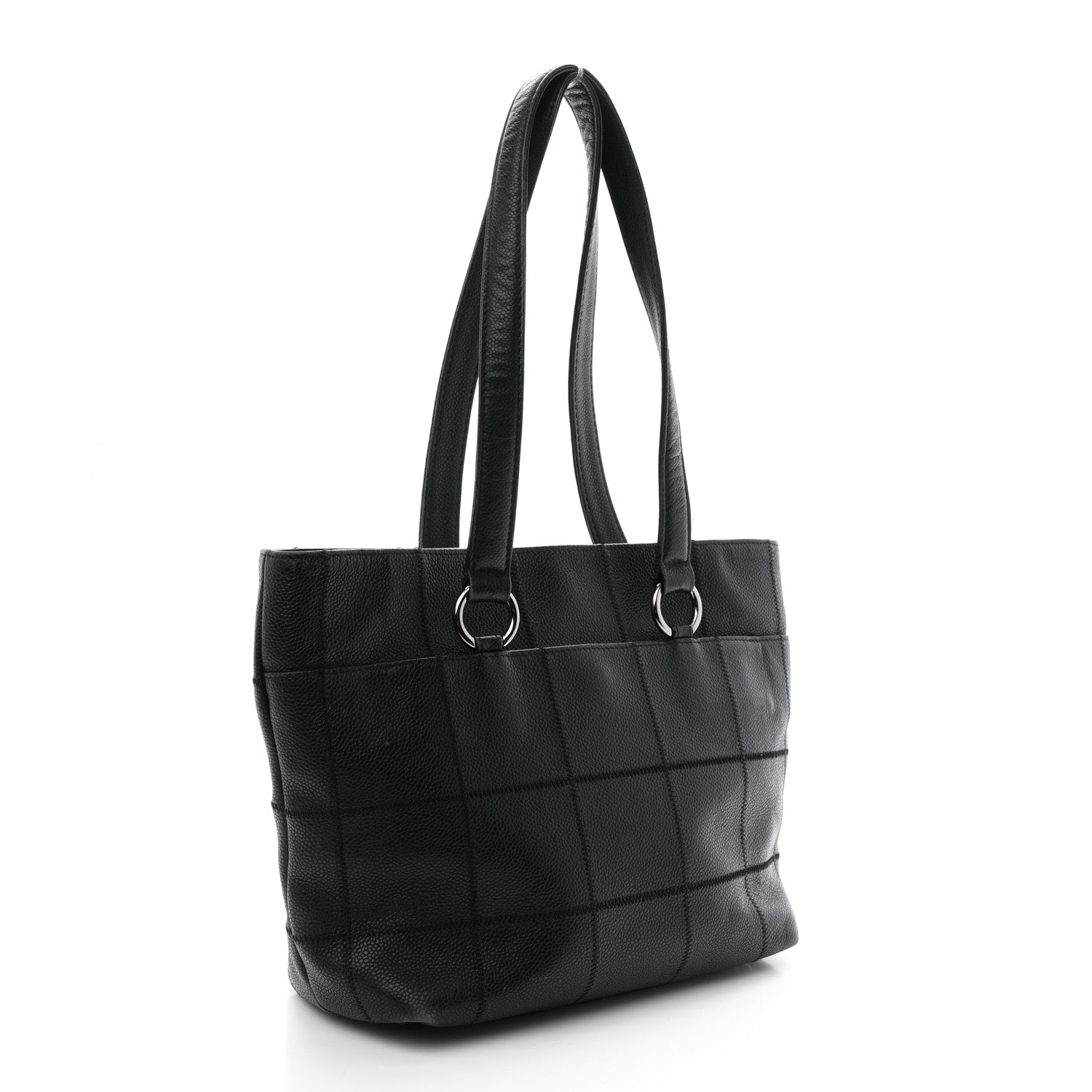 Caviar Square Stitched Tote Black