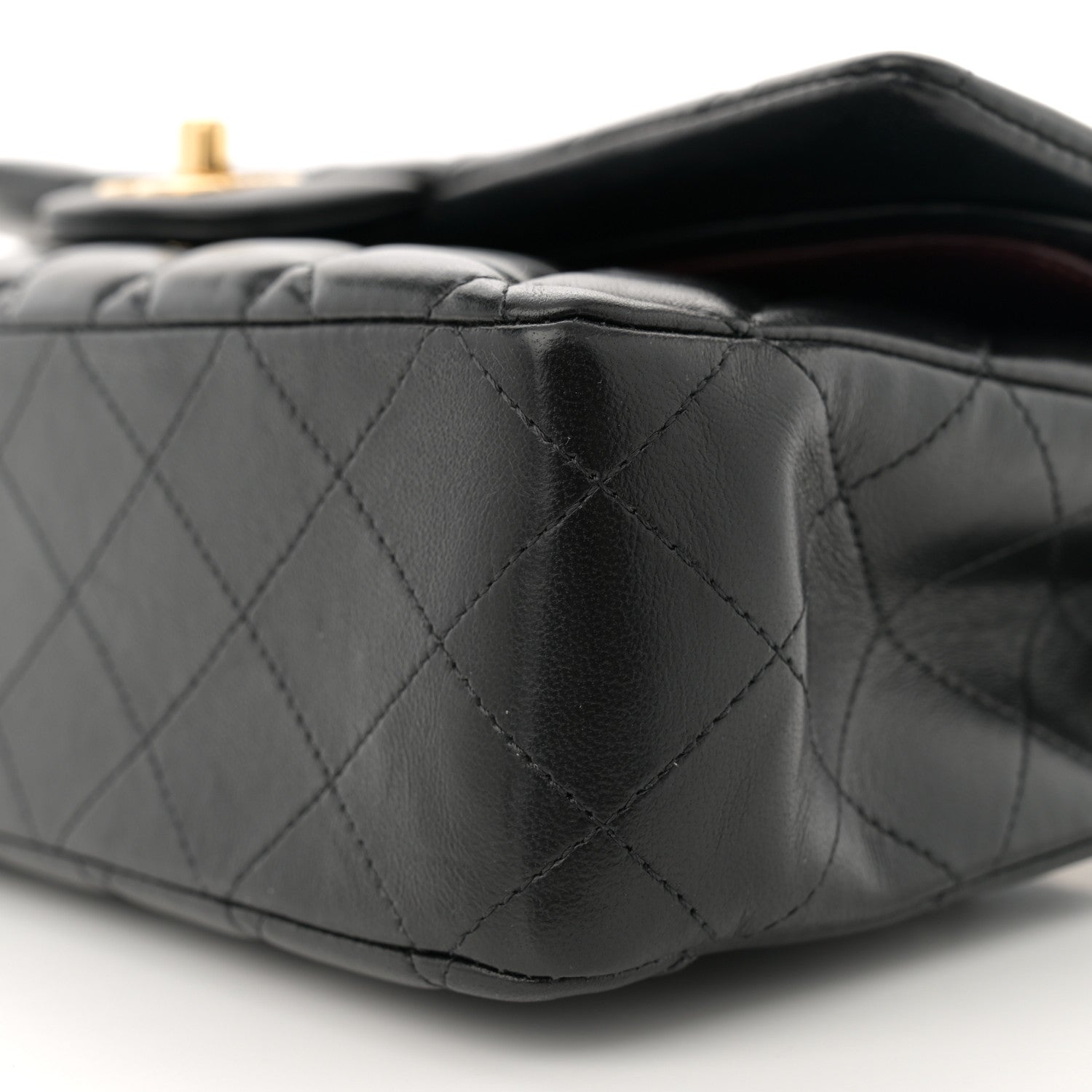 Lambskin Quilted Medium Double Flap Black