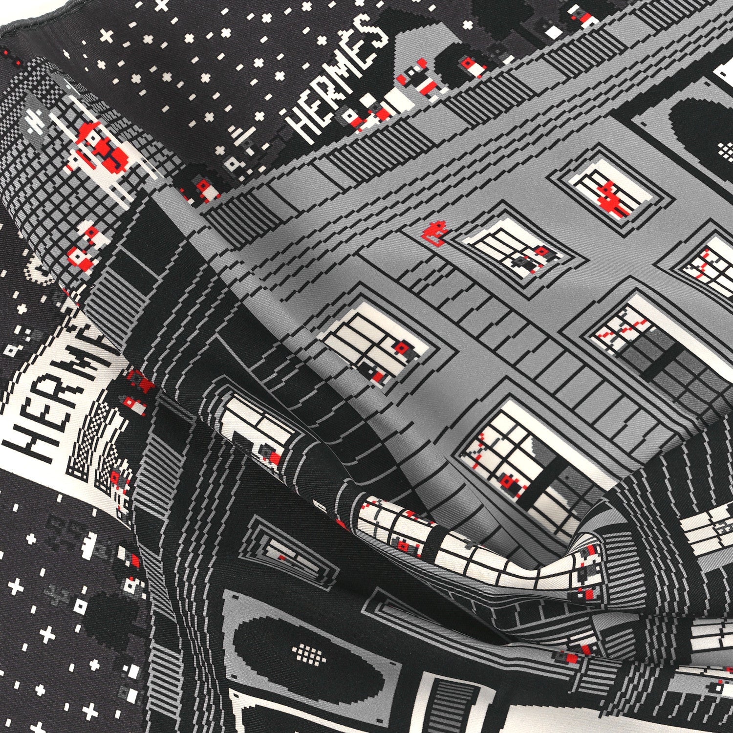 Silk Faubourg Party Scarf 45 Gris Clair Black Bleu