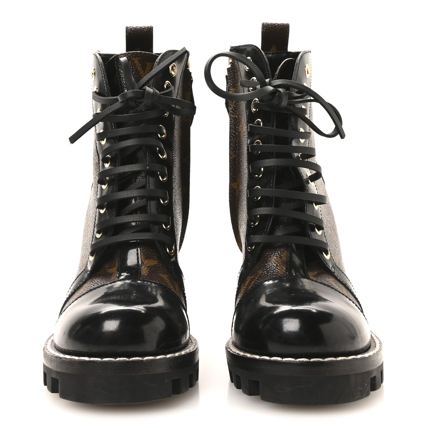 Patent Calfskin Monogram Star Trail Ankle Boots 36 Black