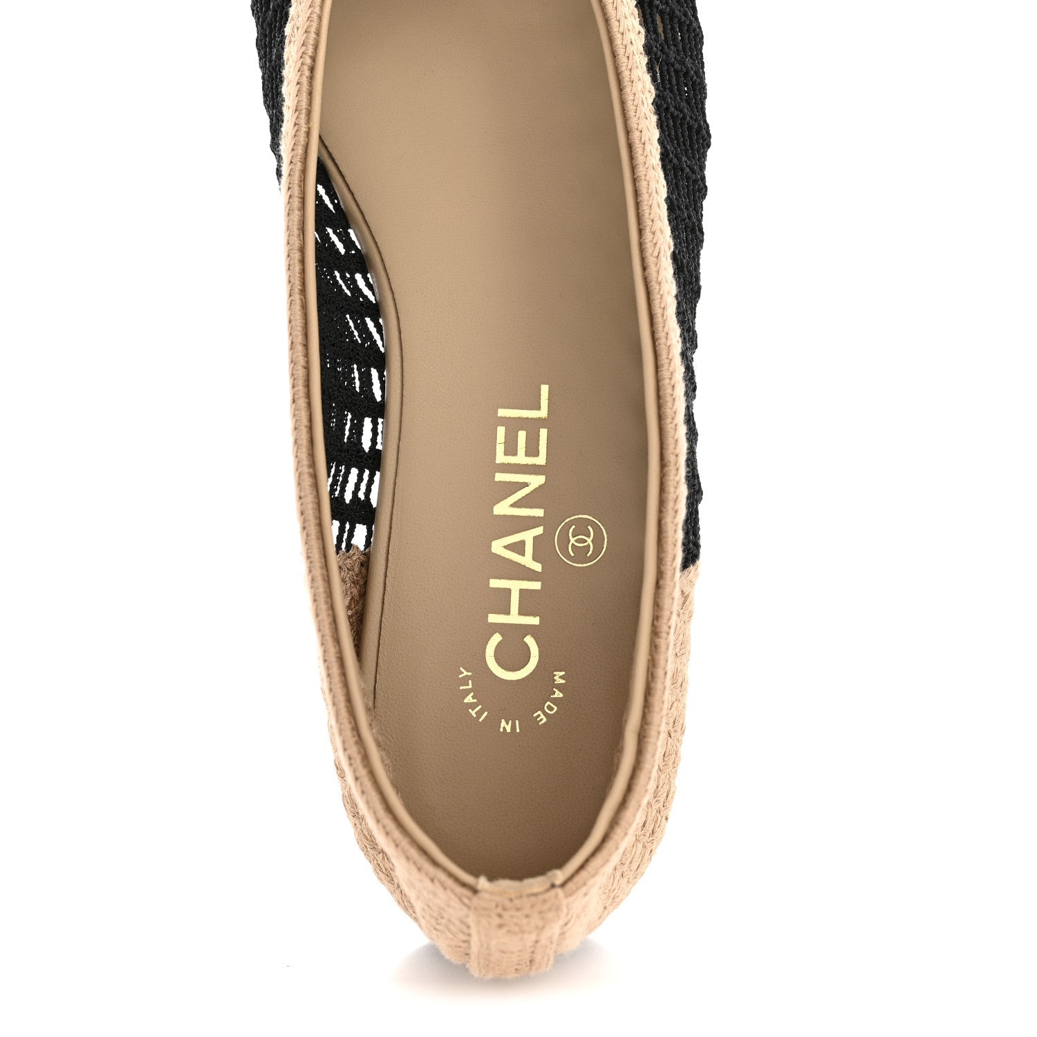 Raffia Cap Toe Ballerina Flats 38 Black Beige