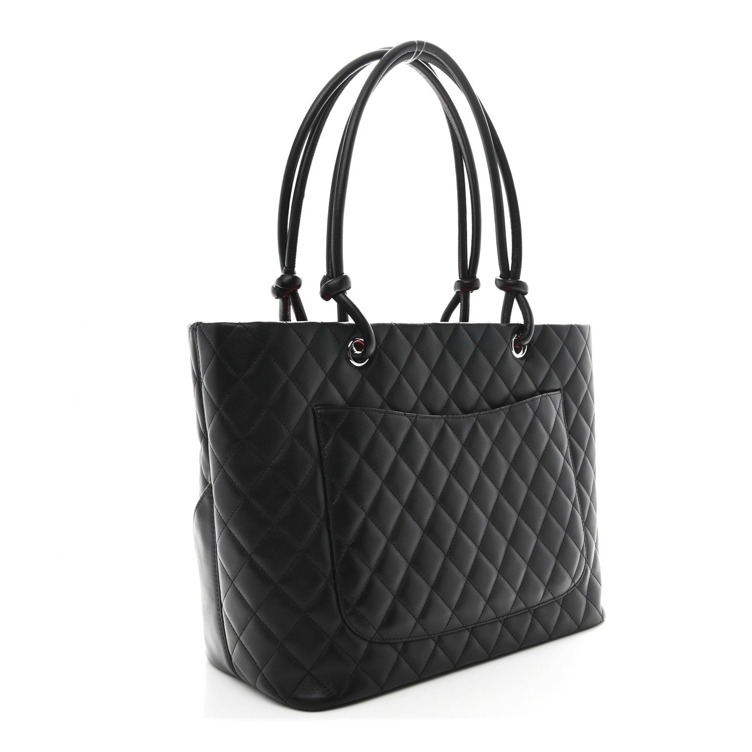 Calfskin Quilted Large Cambon Tote Black