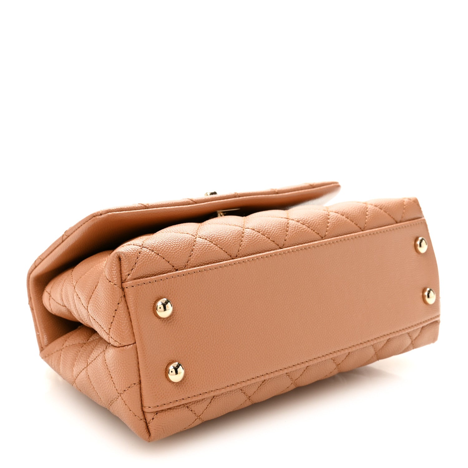 Caviar Quilted Mini Coco Handle Flap Brown