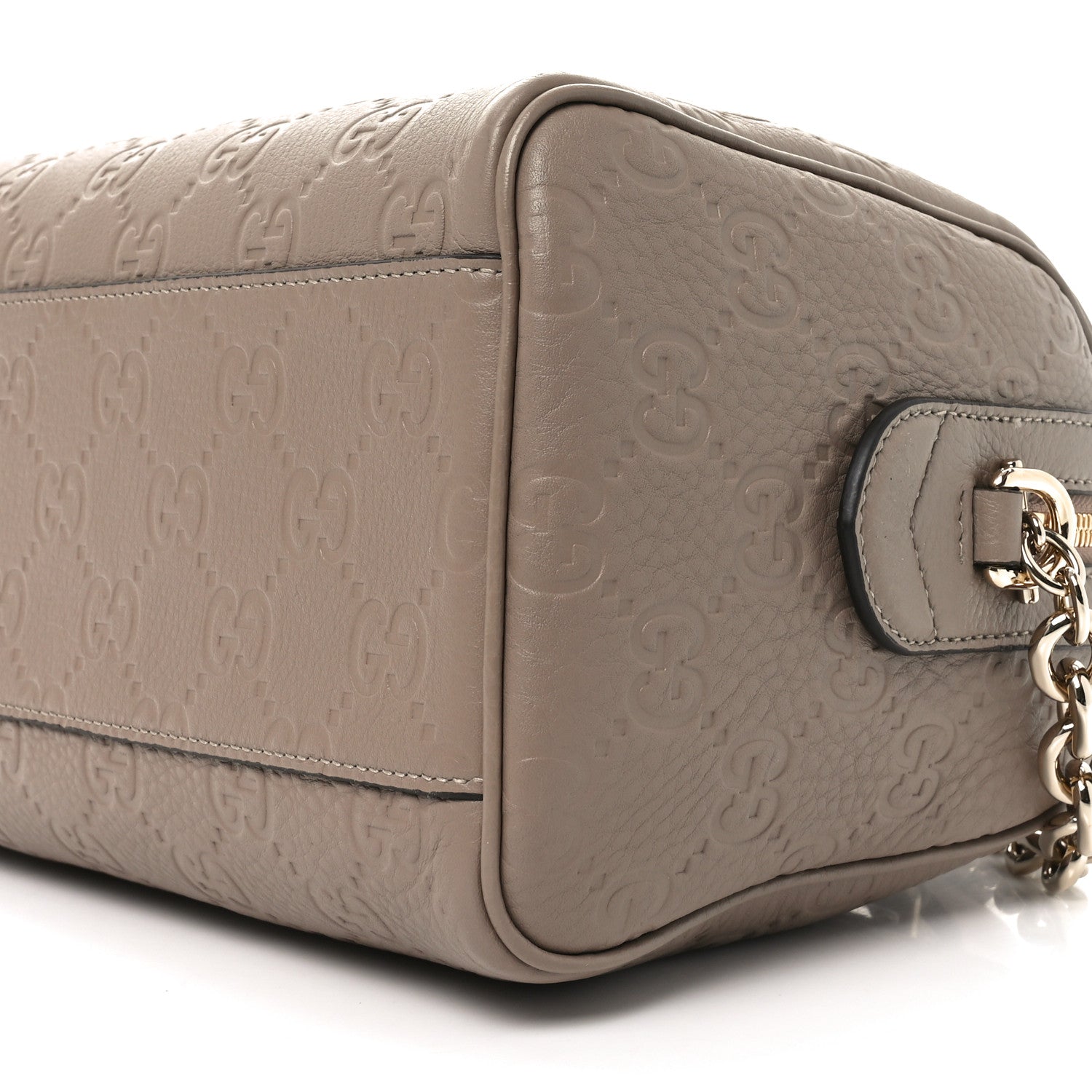 GG Grainy Calfskin Emblem Small Top Handle Bag Taupe