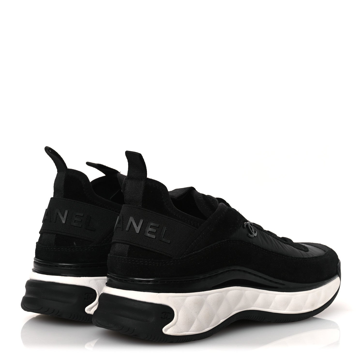 Velvet Calfskin Mixed Fibers CC Sneakers 37 Black