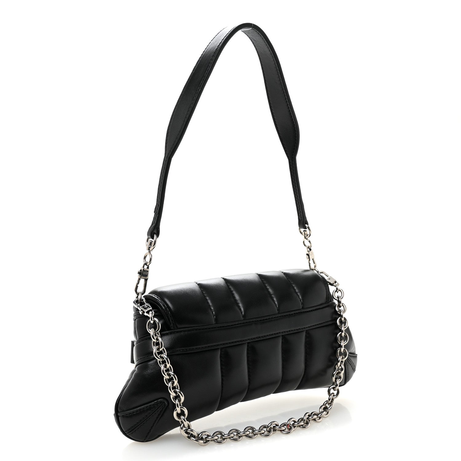 Nappa Vertical Matelasse Small Maxi Horsebit Chain Shoulder Bag Black