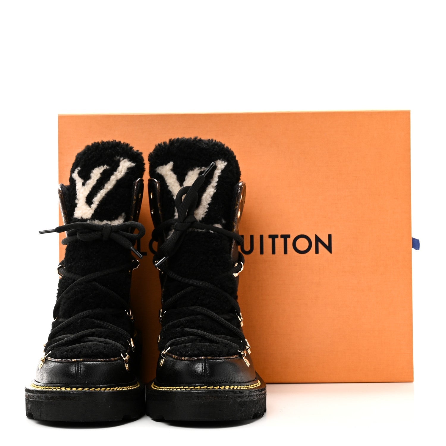 Grained Calfskin Shearling LV Beaubourg Ankle Boots 37.5 Black