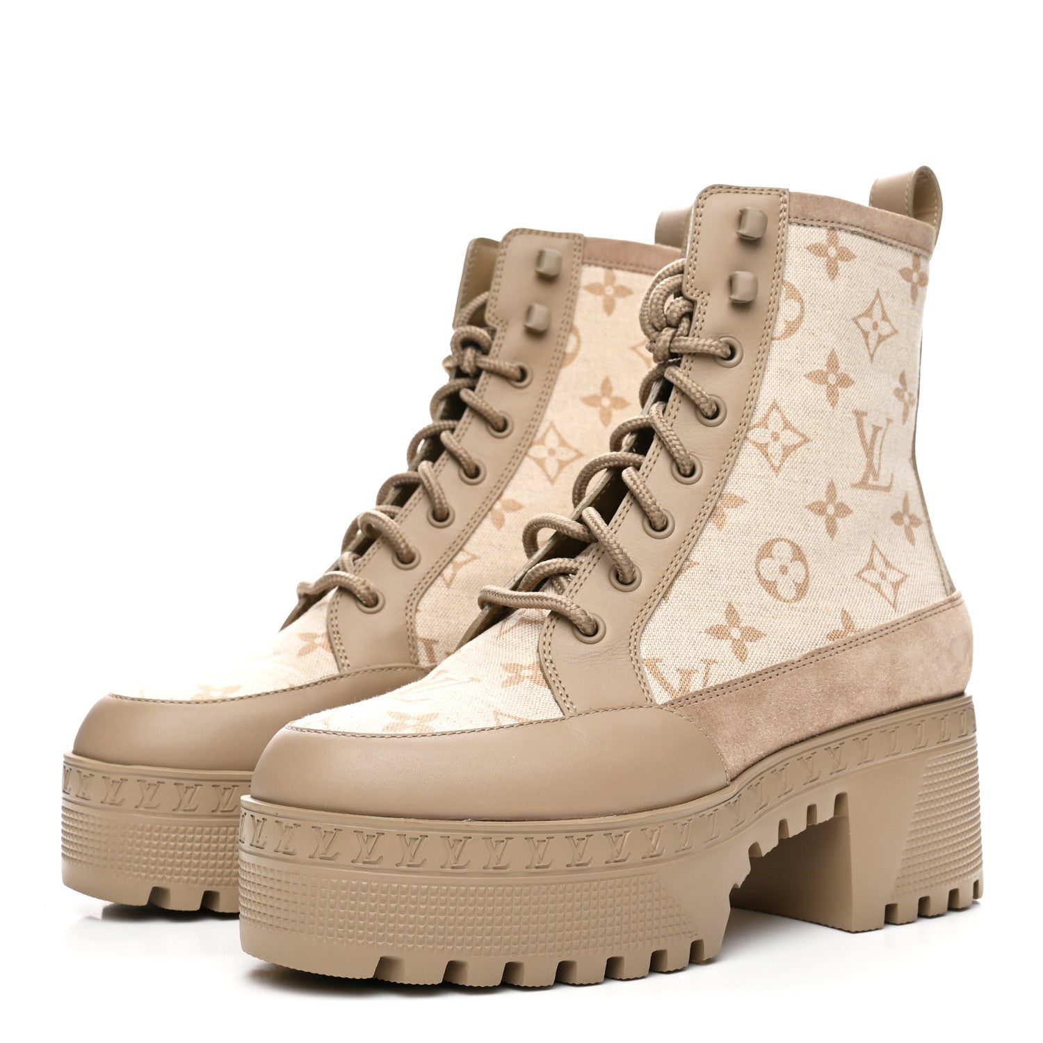 Suede Calfskin Laureate Platform Desert Boots 37 Beige