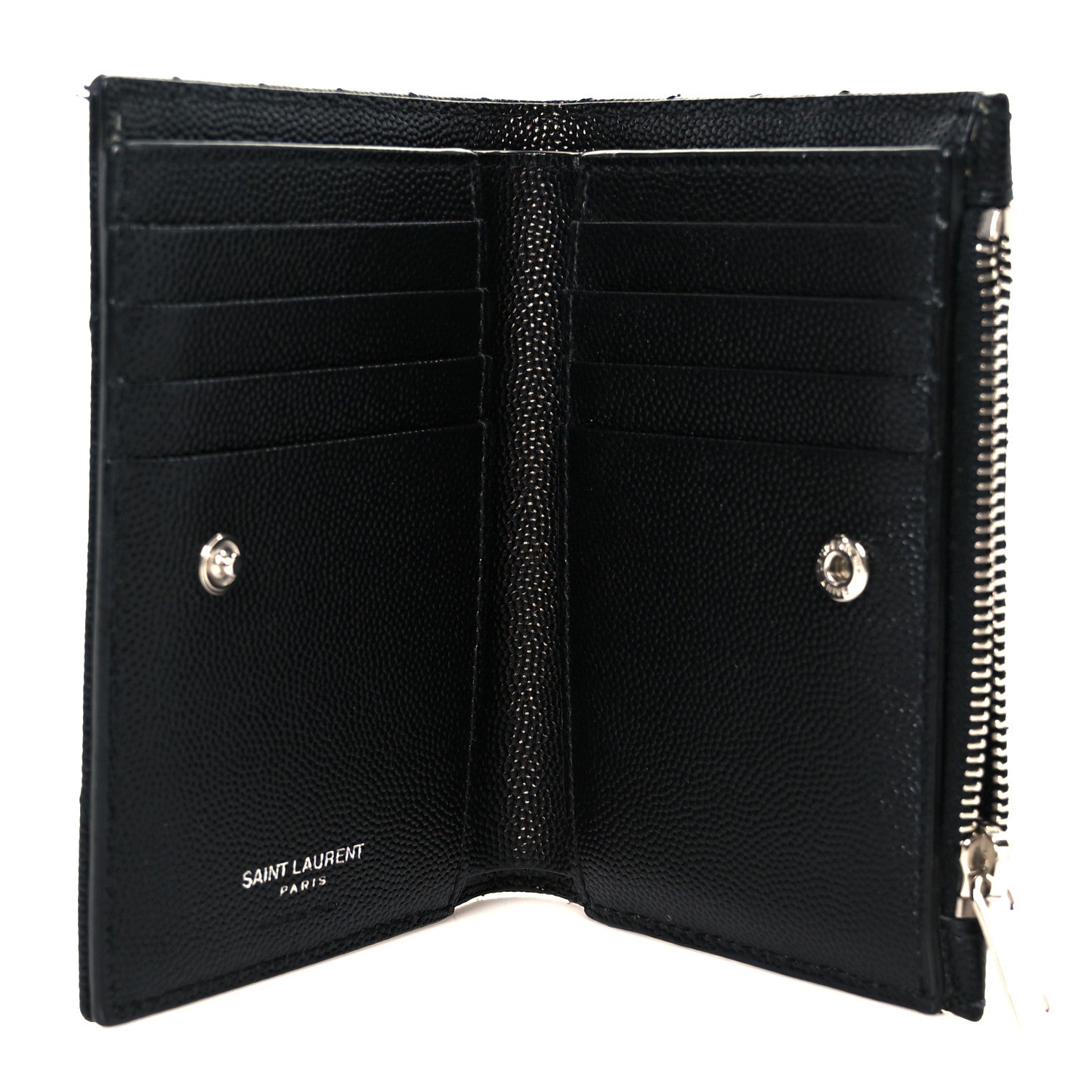 Grain De Poudre Matelasse Chevron Monogram Zipped Two-Part Wallet Black