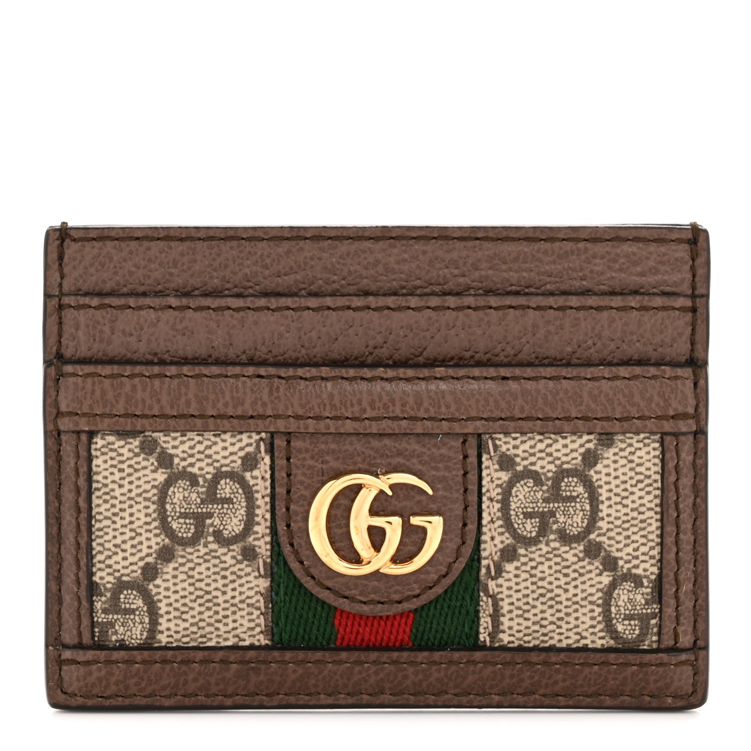 GG Supreme Monogram Textured Dollar Calfskin Ophidia Card Holder Beige Ebony New Acero
