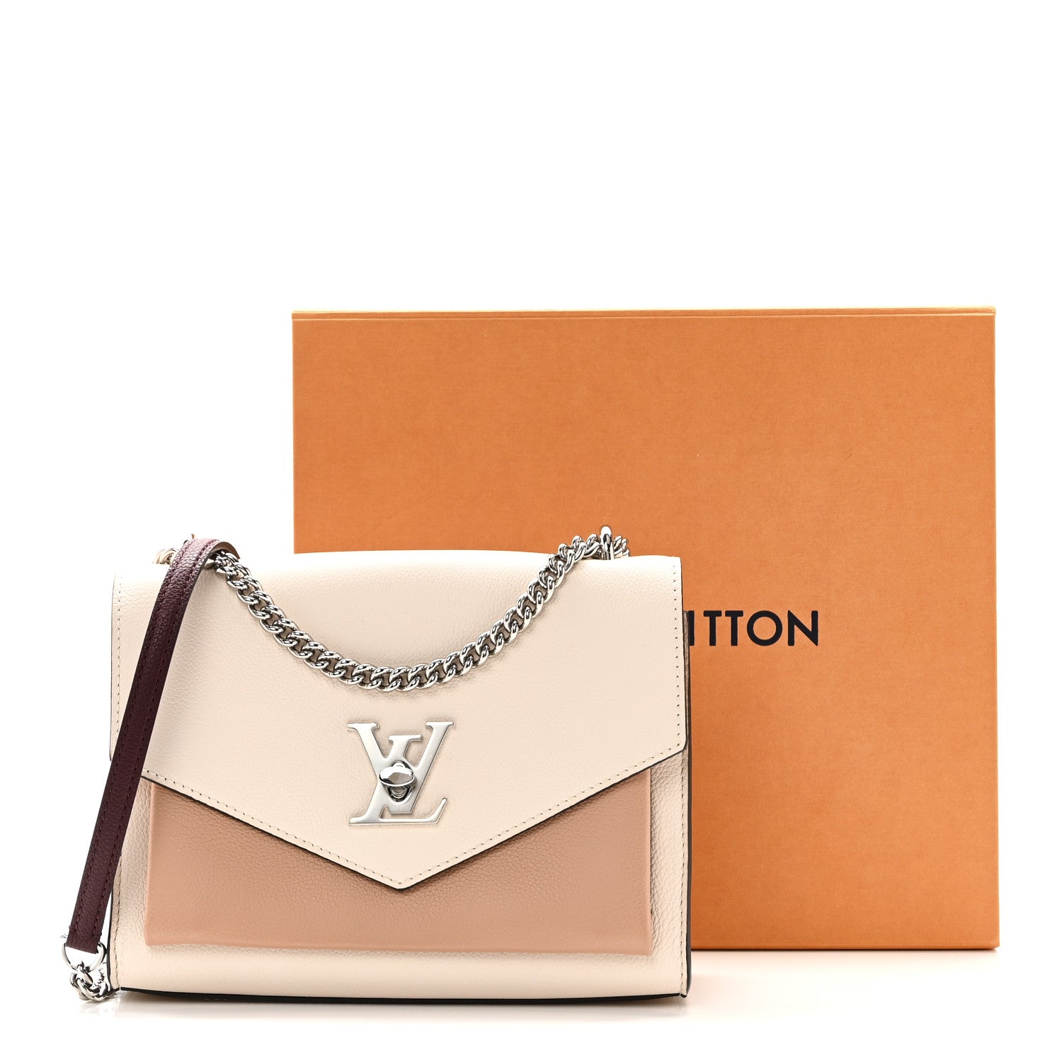 Soft Calfskin My Lockme Chain Bag BB Rose Silk Quartz Calla
