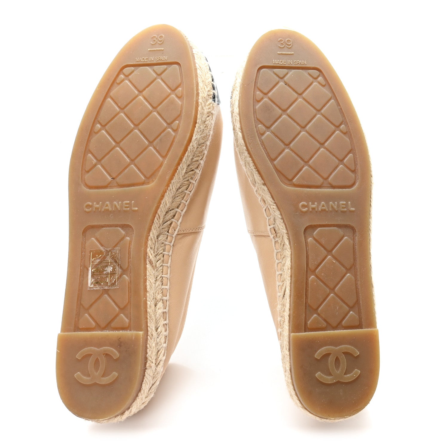 Lambskin CC Espadrilles 39 Beige Black