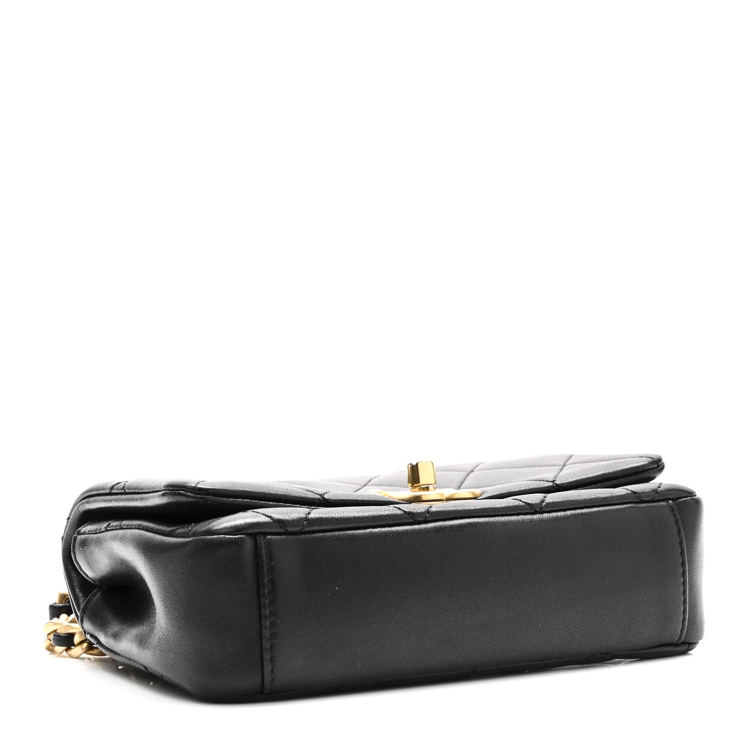 Shiny Lambskin Small Chain Is More Flap Black