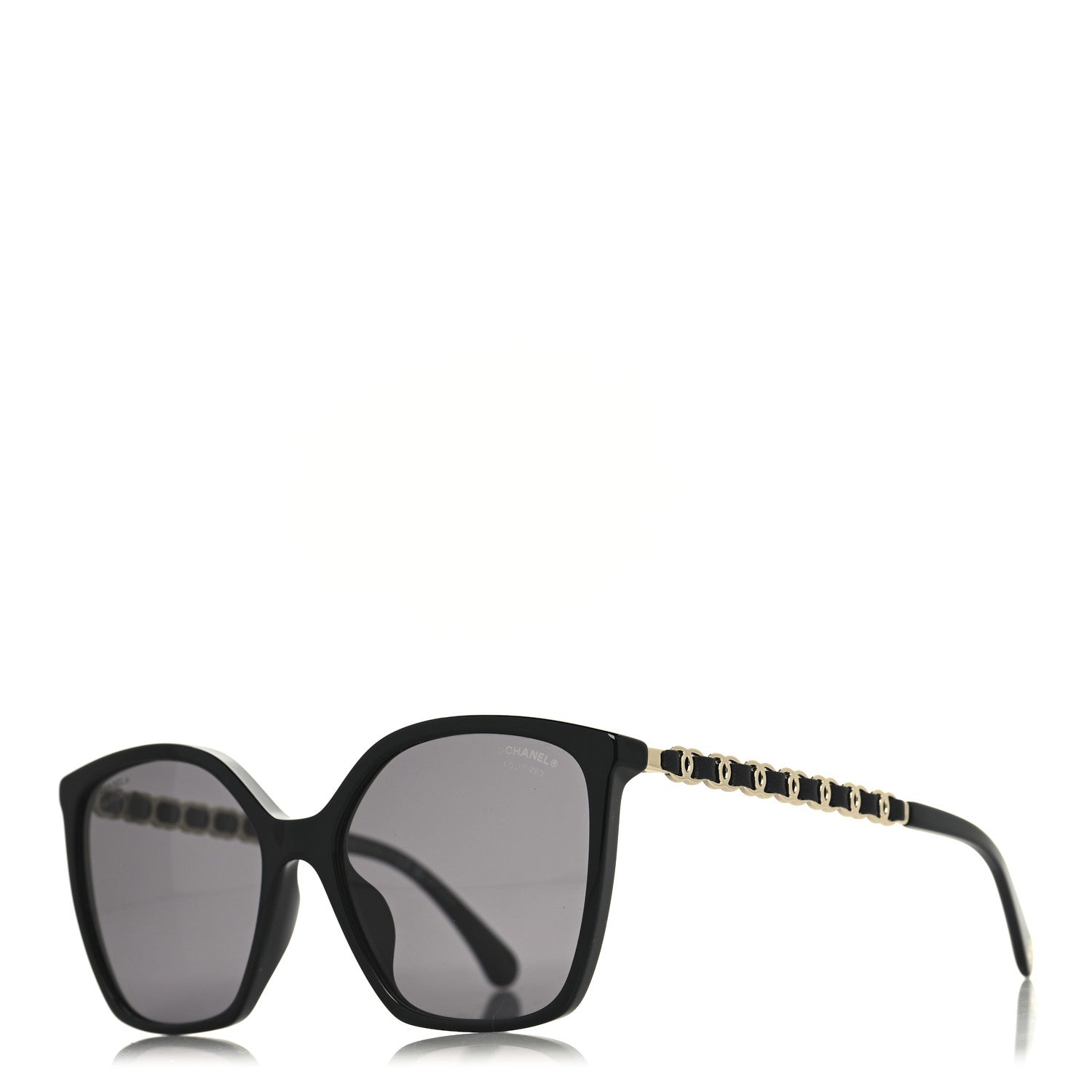 Acetate Calfskin Square Sunglasses 5546-Q-A Black
