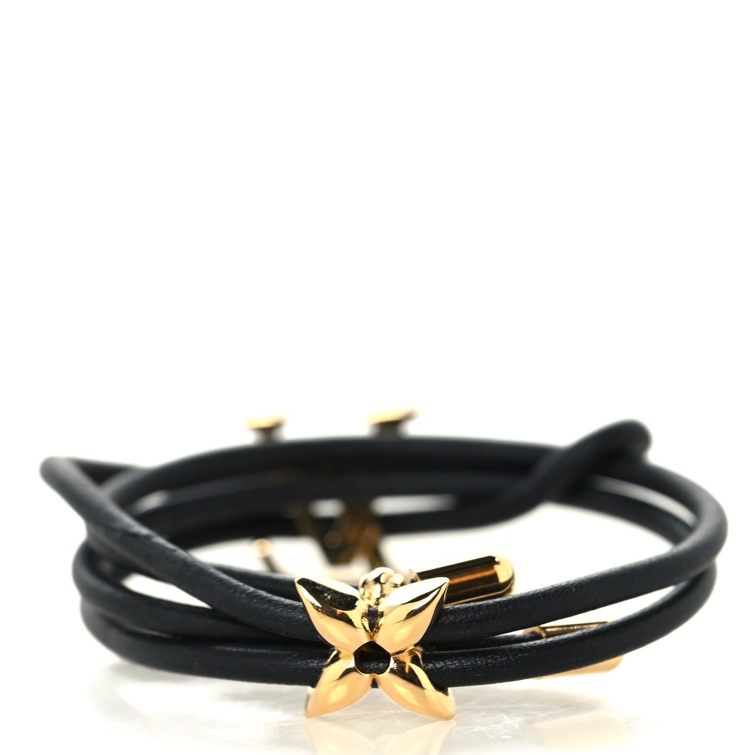 Calfskin LV Bloom Bracelet Black