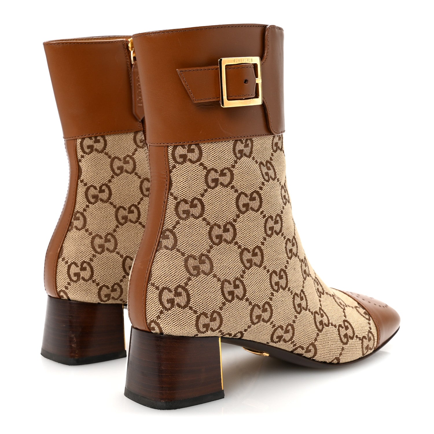 Monogram Cordovan Lux GG Ankle Boots 35 Beige Cuir
