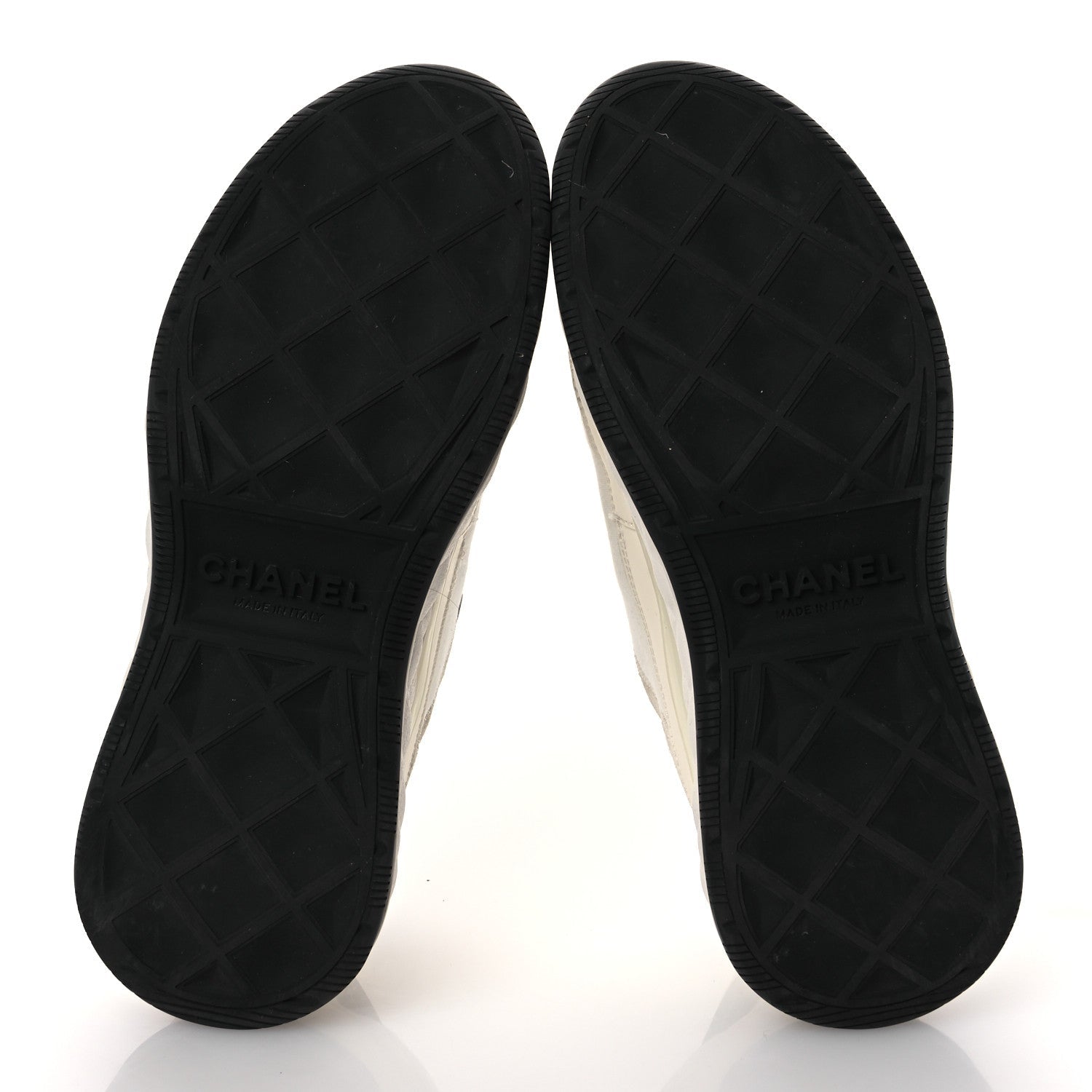 Velvet Calfskin Mixed Fibers CC Sneakers 36 Ivory Black