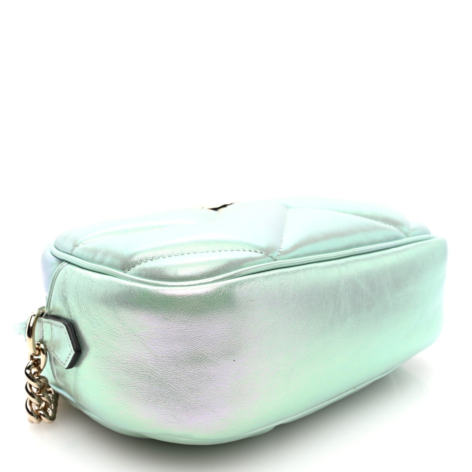 Iridescent Nappa Chevron Matelasse Small GG Marmont Chain Shoulder Bag Iridescent Salvy Green